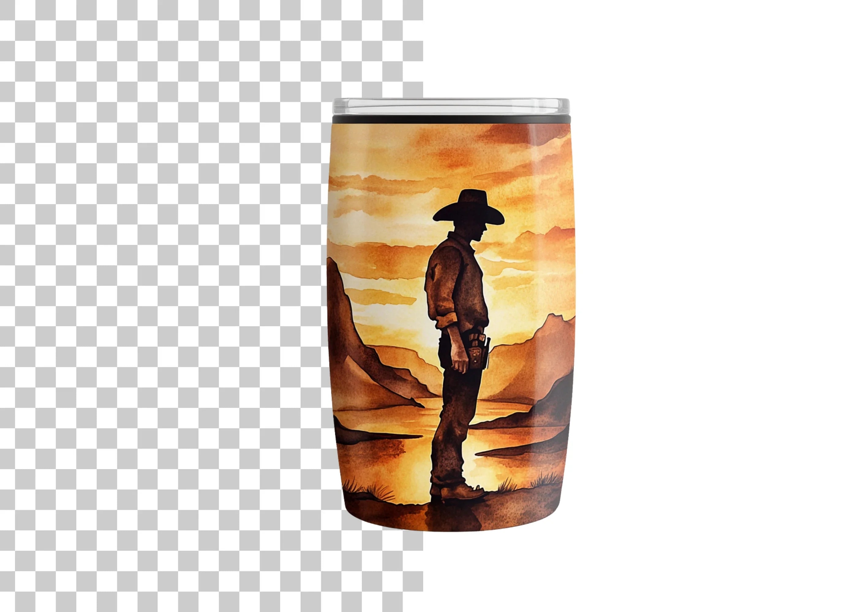 Western Landscape Cowboy Tumbler Clipart Bundle