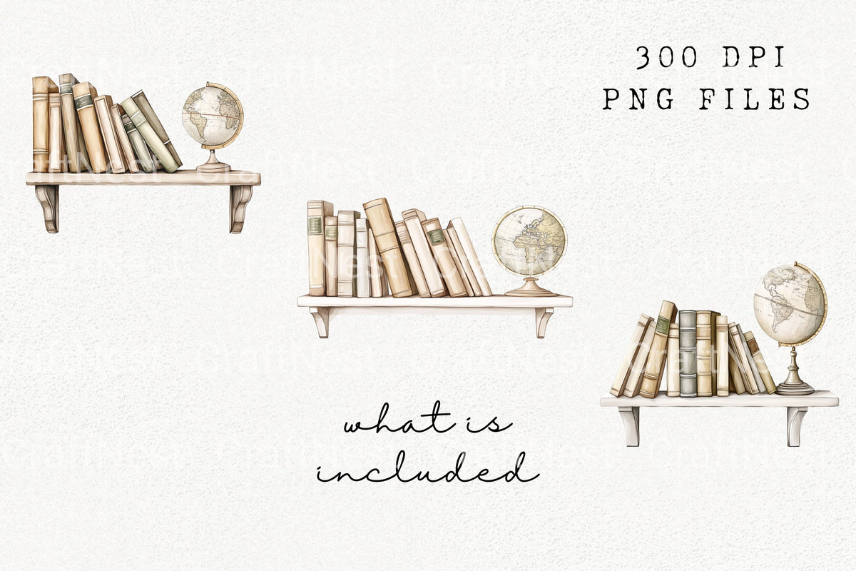 Books On White Shelf With Globe Clipart Planner