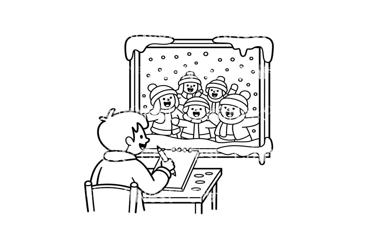 Christmas Carolers Winter Scene Coloring Books