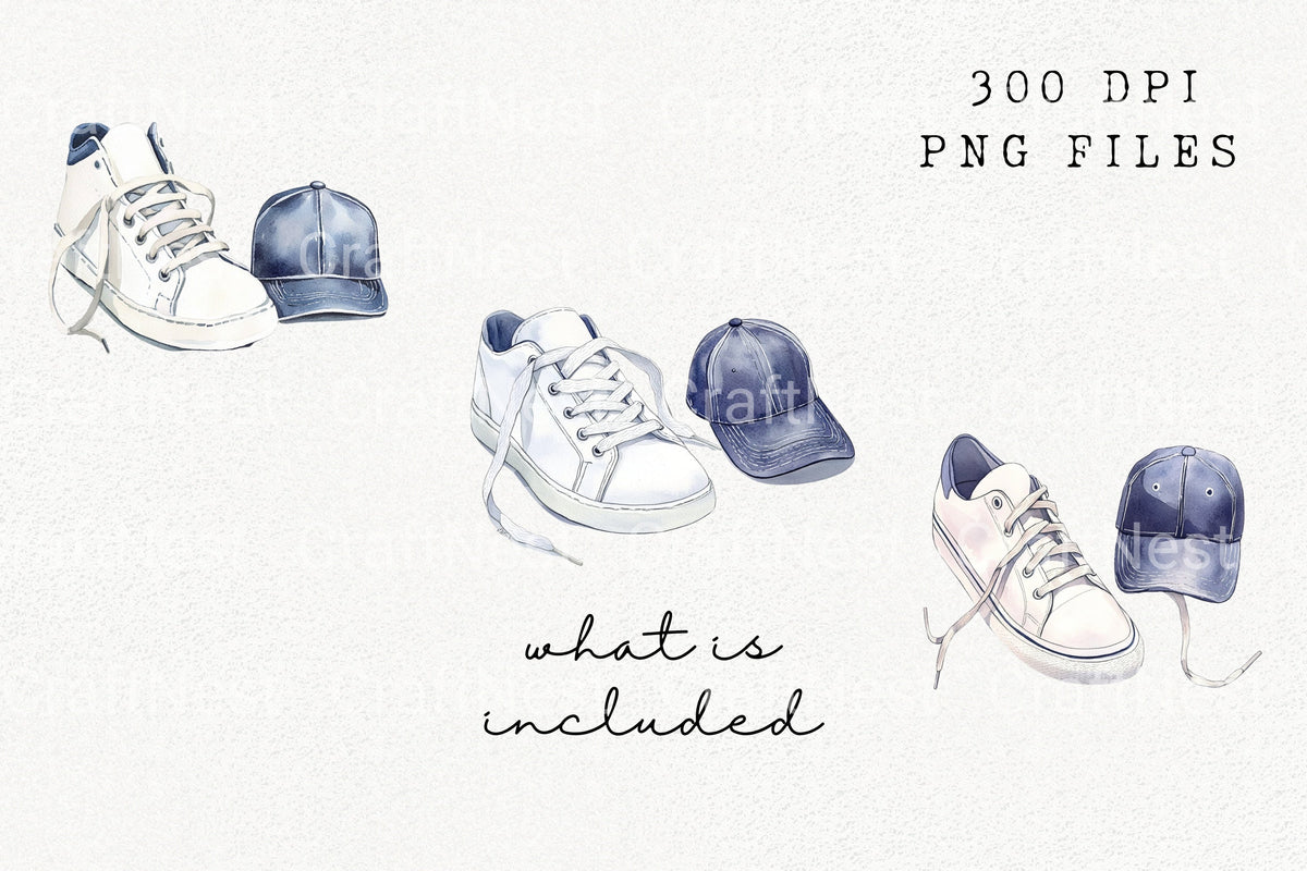 Sneakers And Cap Clipart Bundle