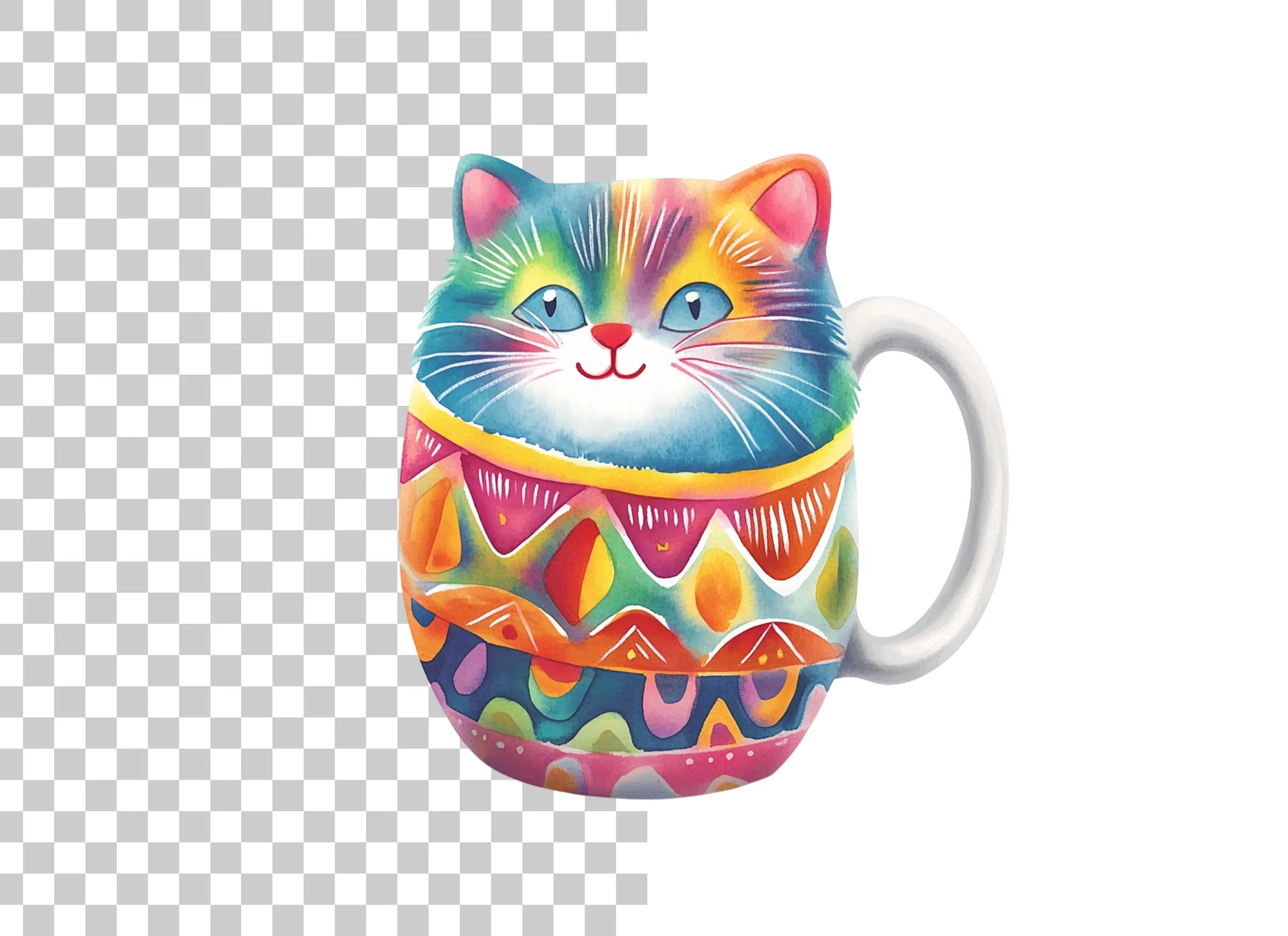 Whimsical Rainbow Cat Clipart Bundle