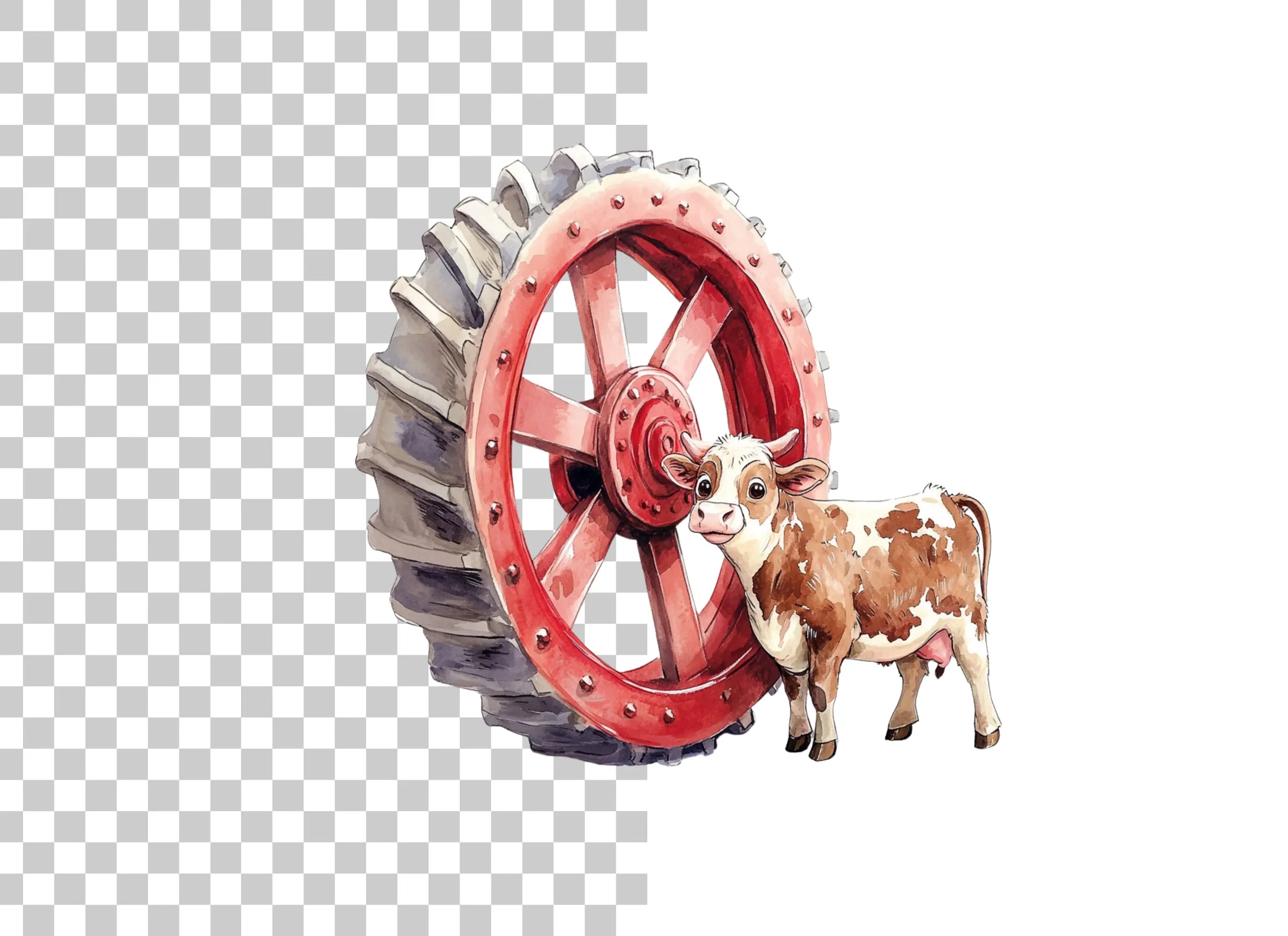 Calves with Farm Wheels Clipart Bundle
