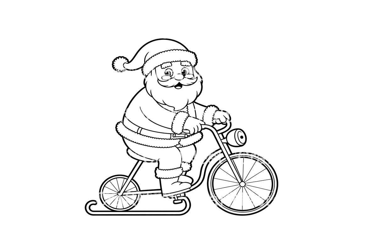 Santa on Sleigh BikeFun Coloring Books