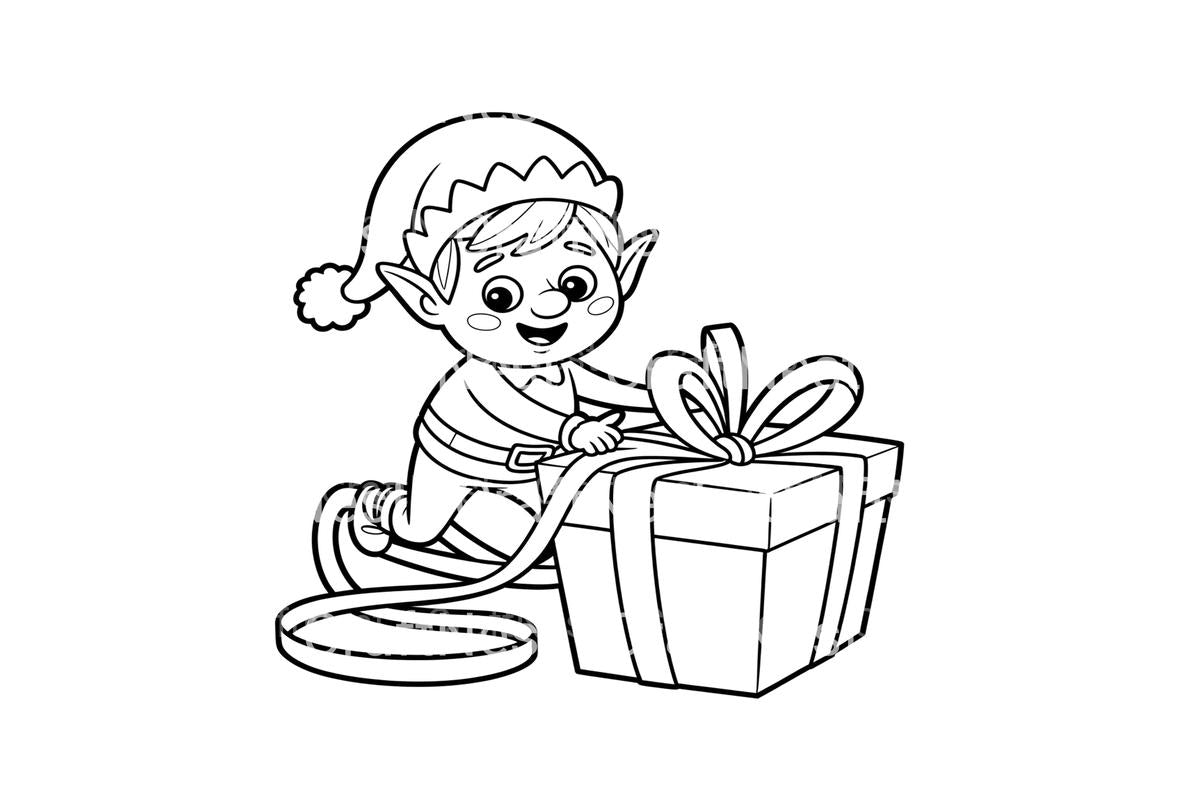 Christmas Elf With Gifts Coloring Books
