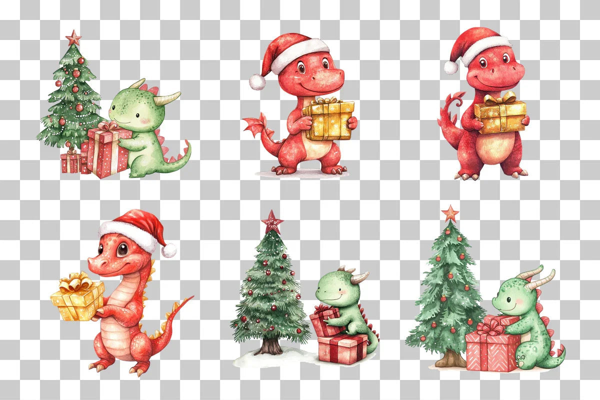 Holiday Dinosaur Clipart Bundle - CraftNest - Digital Crafting and Art