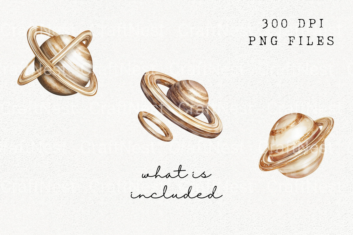 Saturn Planet Rings Clipart Bundle