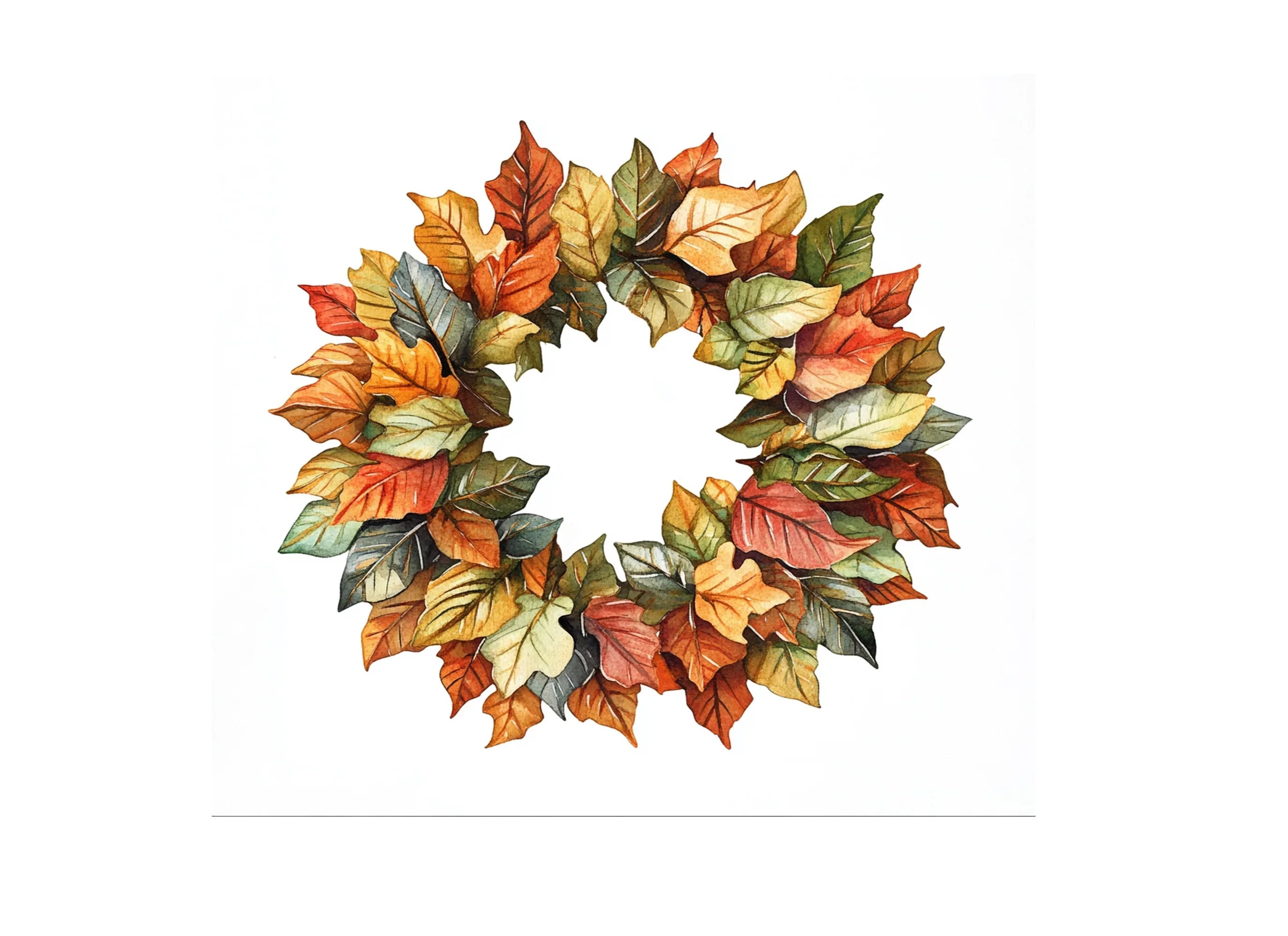 Autumn Leaf Wreaths Clipart Bundle