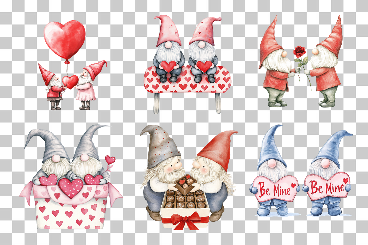 Valentine Couple Gnome Clipart Bundle