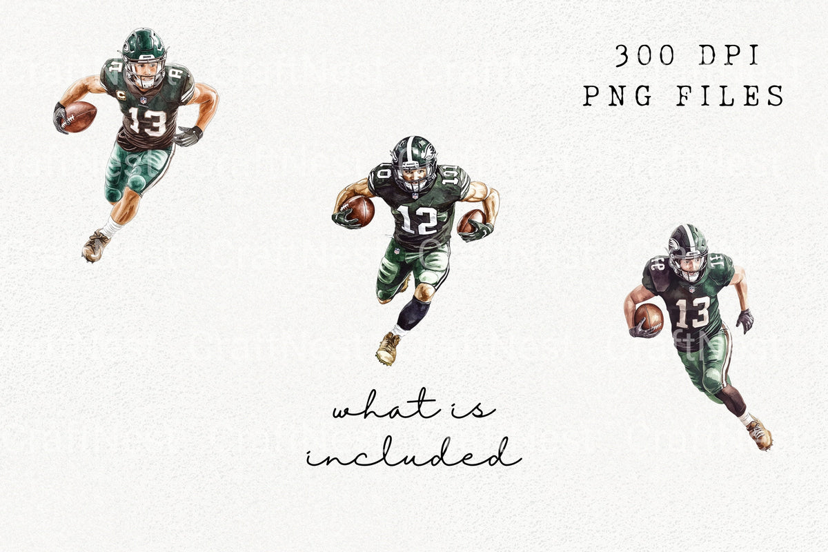 American Football Player Illustrations Clipart Bundle