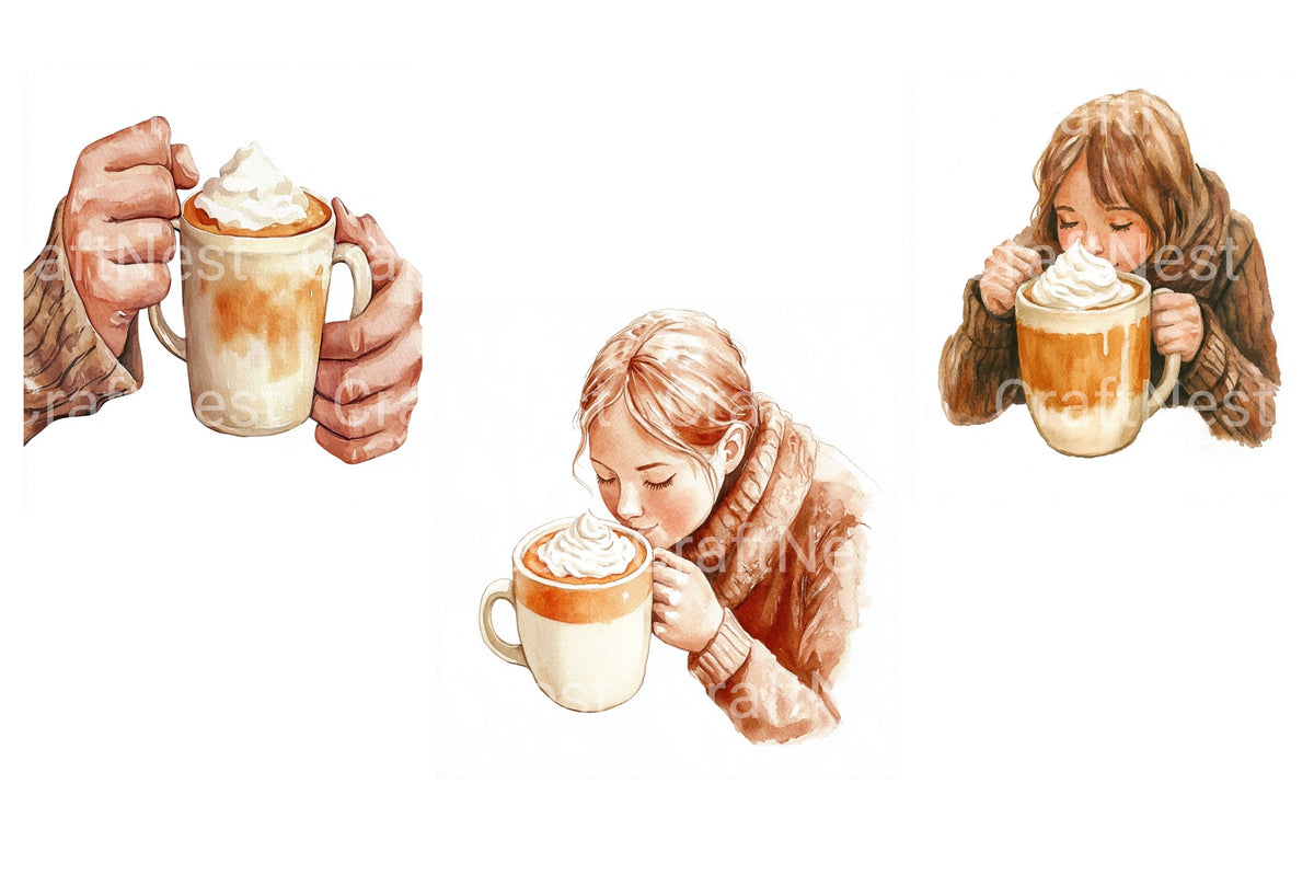 Cozy Autumn Drinks Clipart Bundle