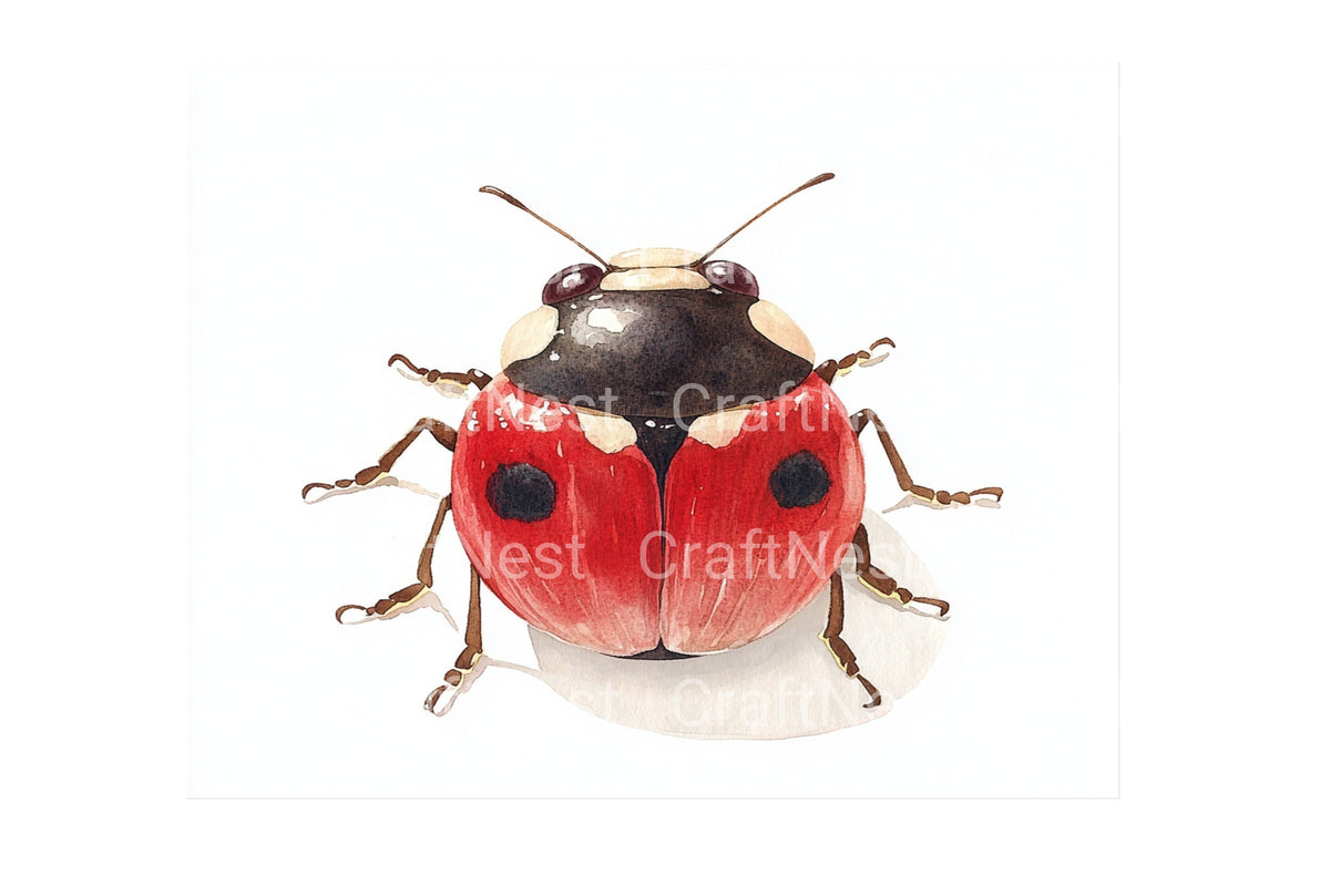 Cute Fluffy Ladybug Cartoon Clipart Bundle