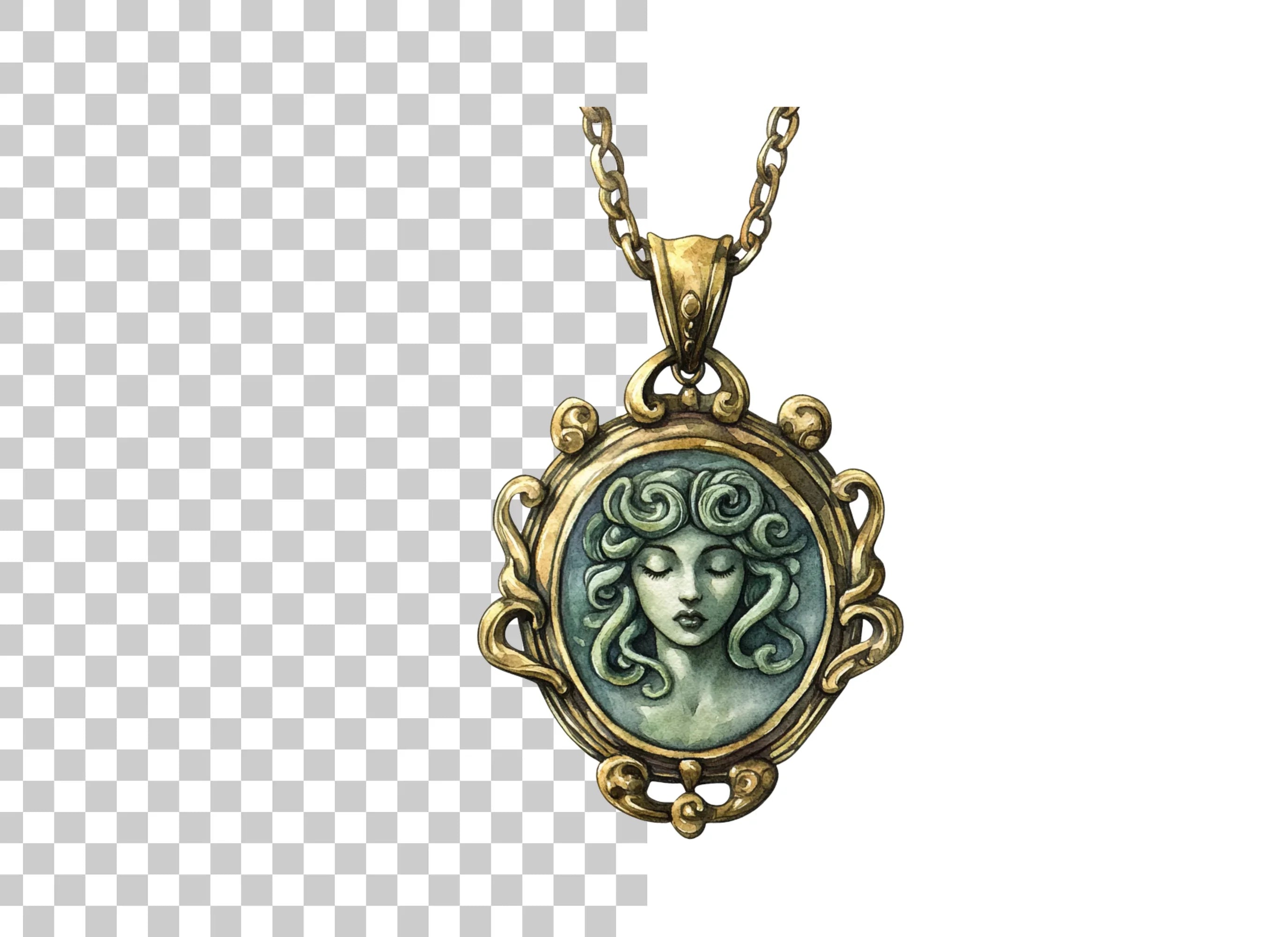 Medusa Cameo Pendant Clipart Bundle