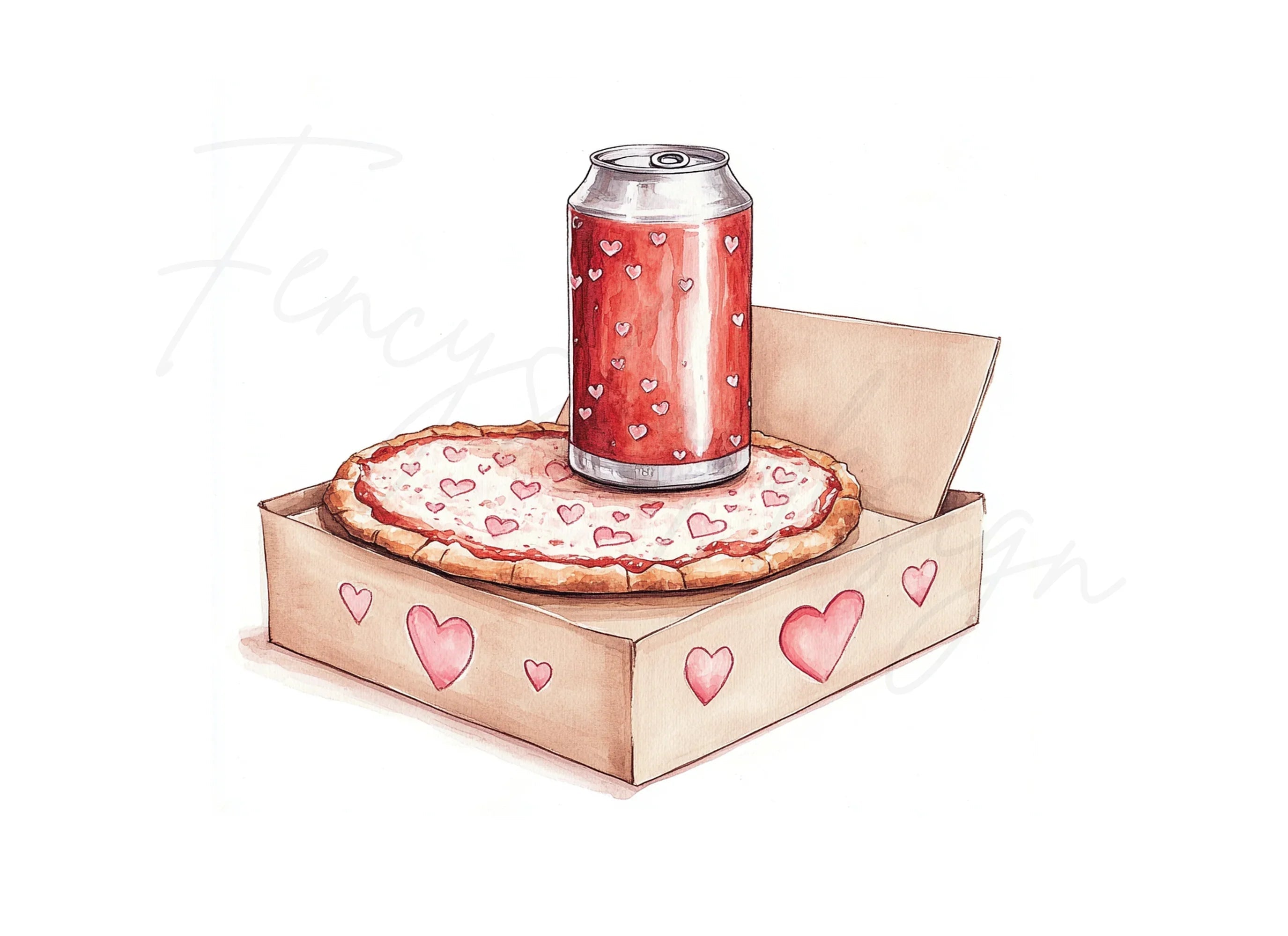 Valentine's Day Pizza and Soda Clipart Bundle