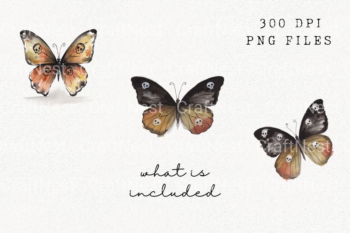 Skull Butterfly Of Clipart Bundle