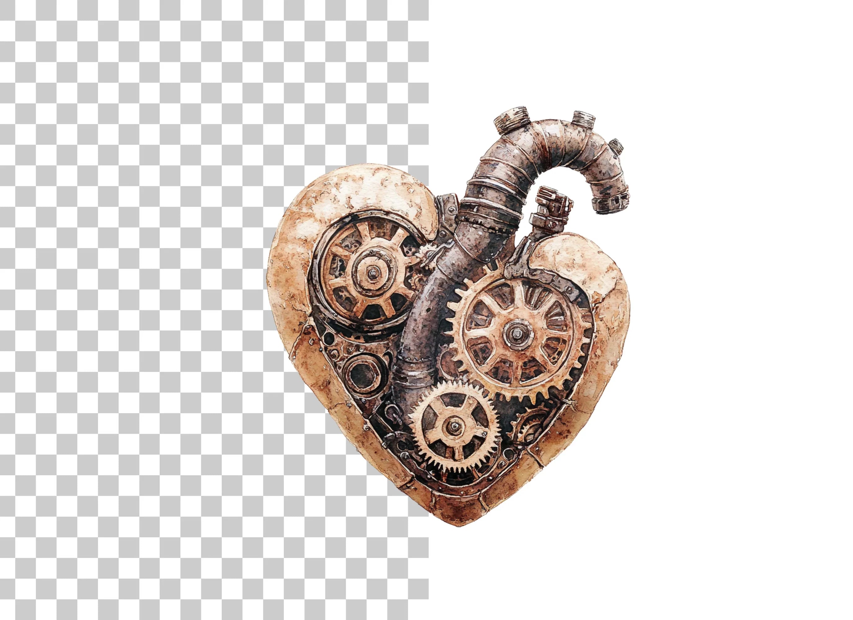 Mechanical Heart Steampunk Clipart Bundle