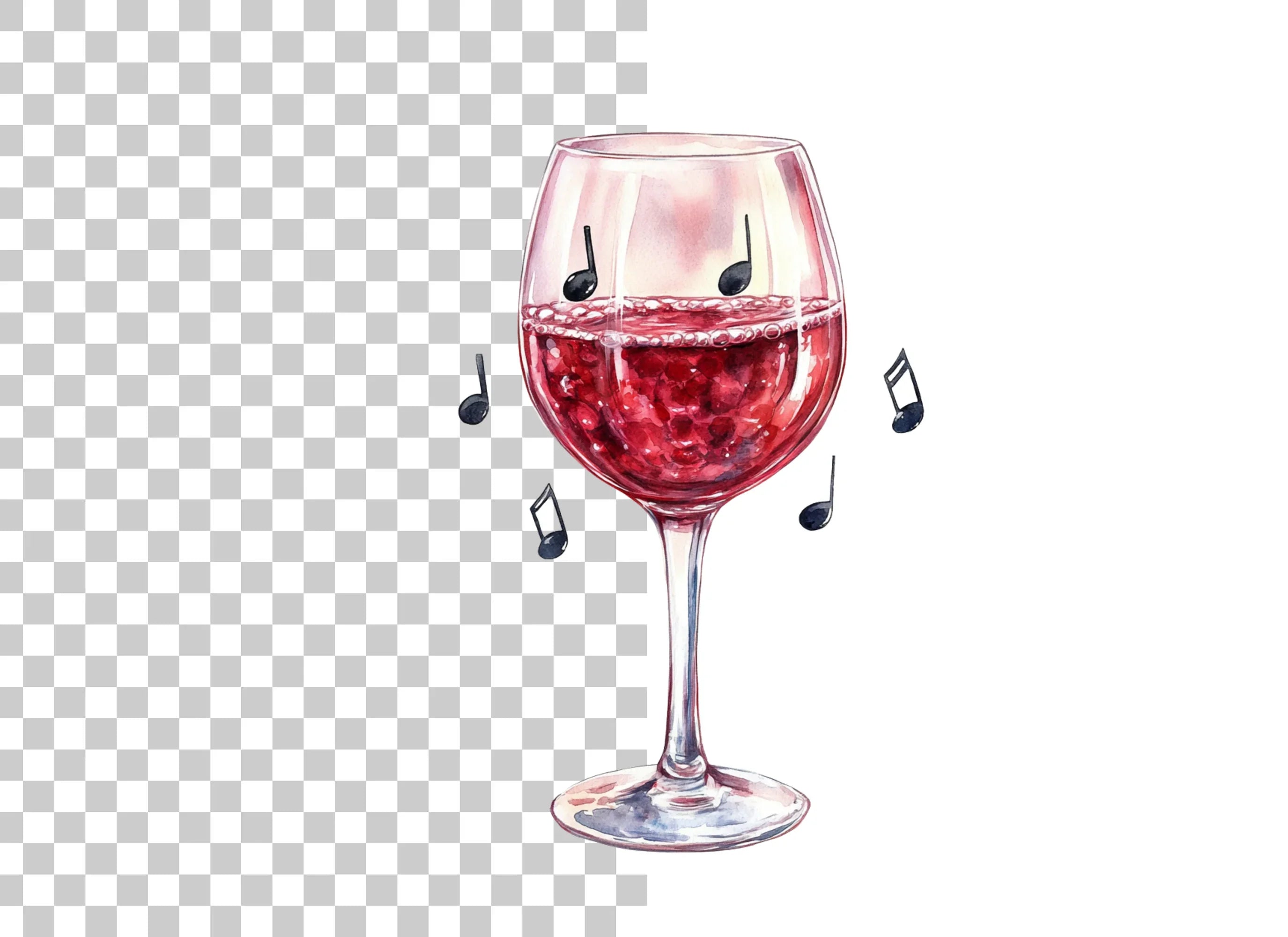 Wine Glasses with Music Clipart Bundle