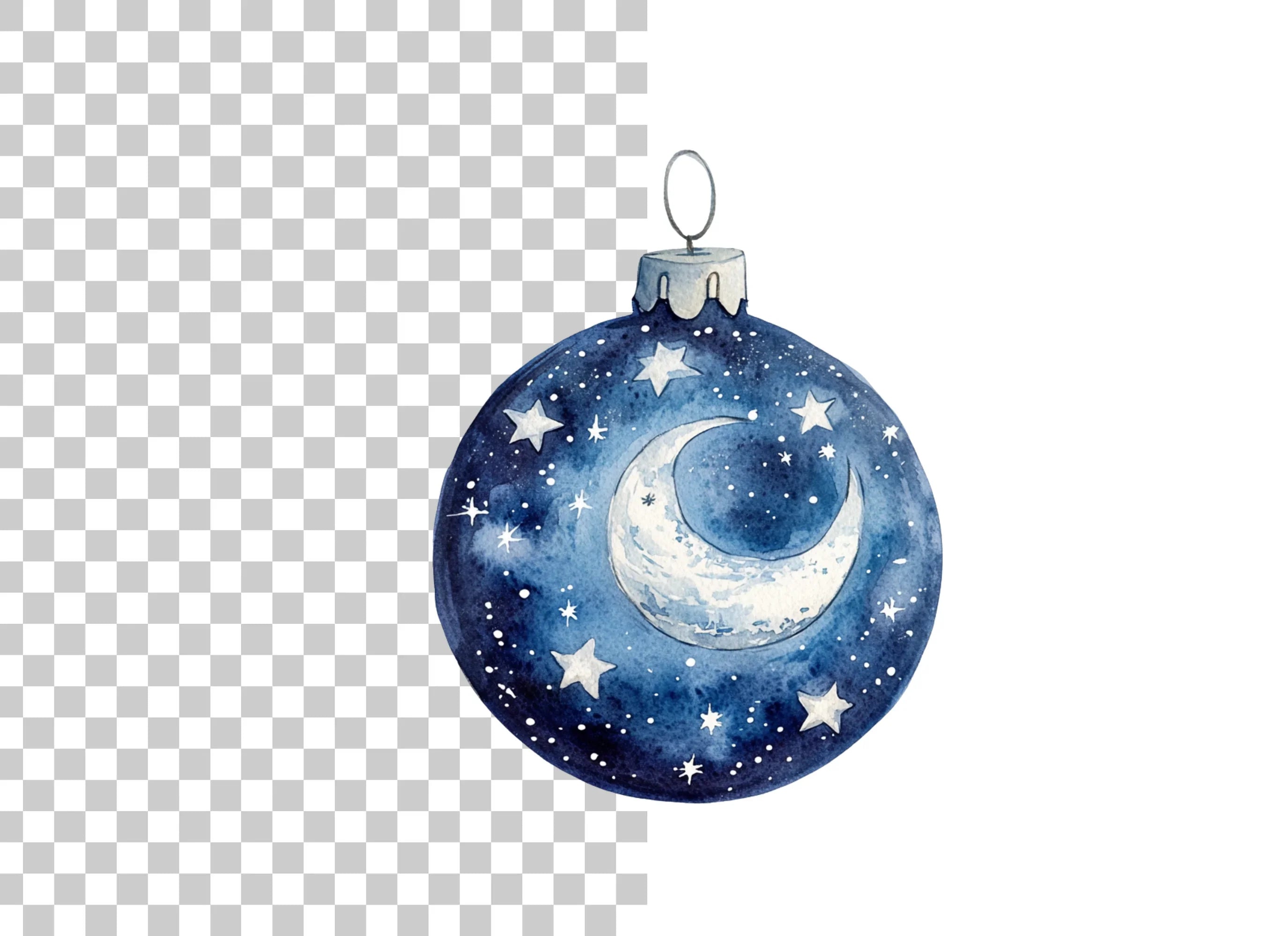 Blue Christmas Ornaments Clipart Bundle
