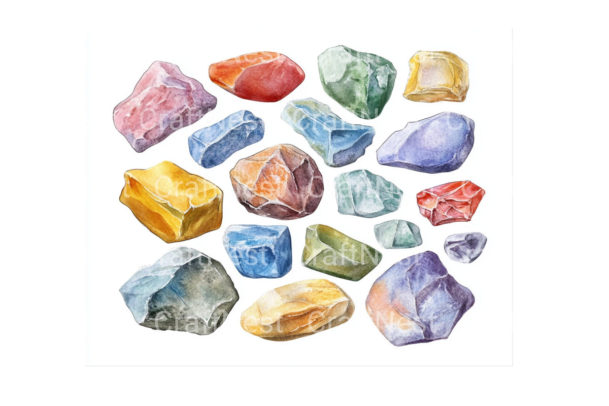 Colorful Gemstone Designs Clipart Bundle