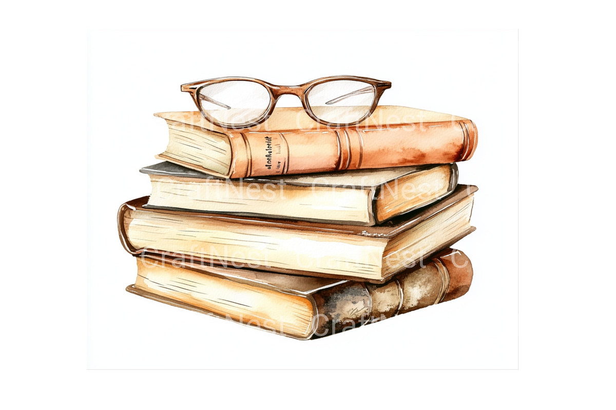 Cozy Books And Glasses Clipart Planner