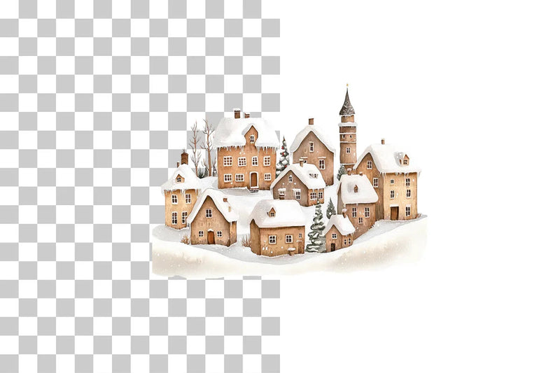 Snowy Christmas Village Clipart Bundle - CraftNest - Digital Crafting and Art