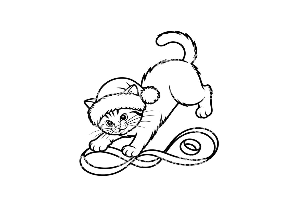 Playful Christmas Cat Coloring Books Coloring Books
