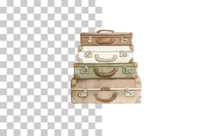 Stacked Vintage Suitcases Clipart Bundle - CraftNest - Digital Crafting and Art