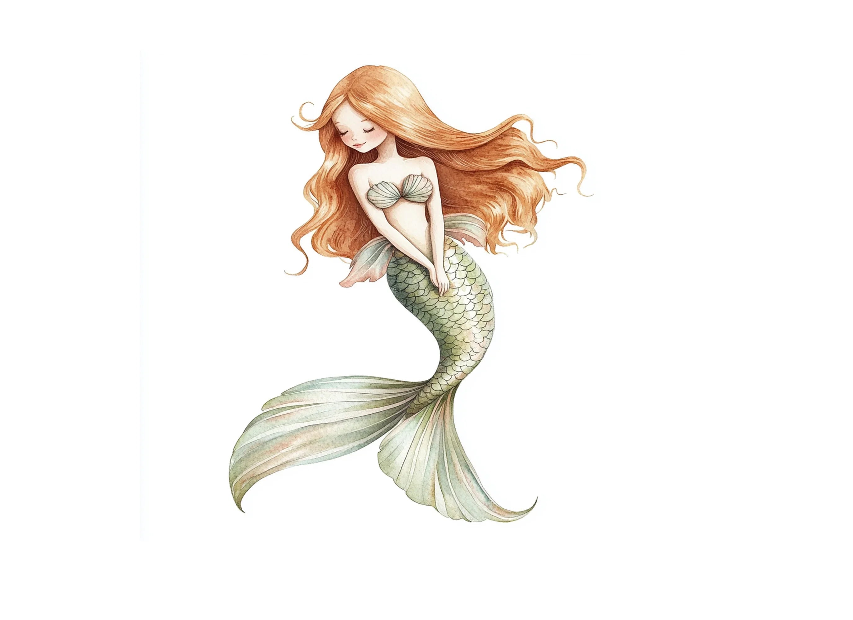 Sweet Mermaid Illustrations Clipart Bundle