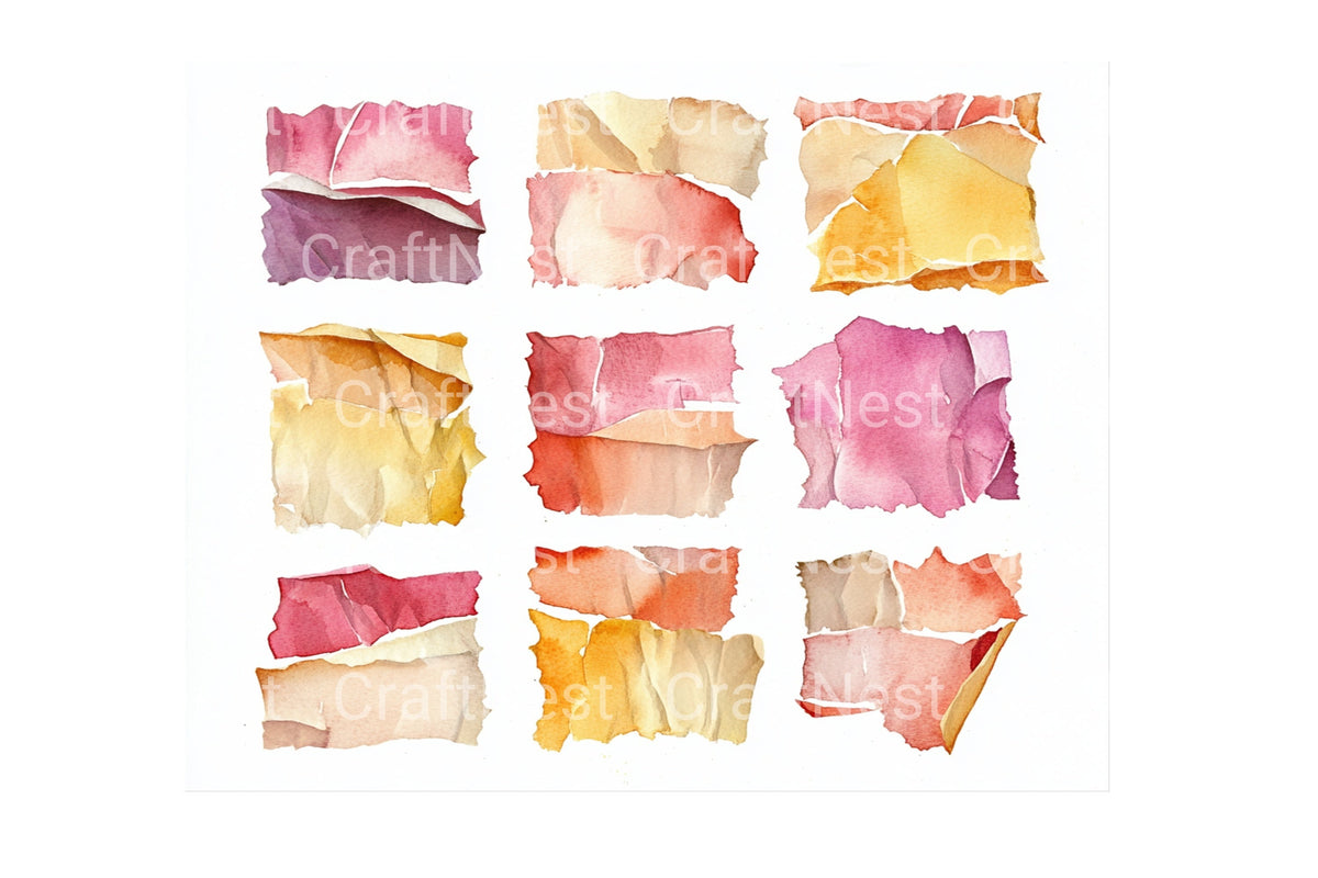 Colorful Torn Edges Designs Clipart Bundle