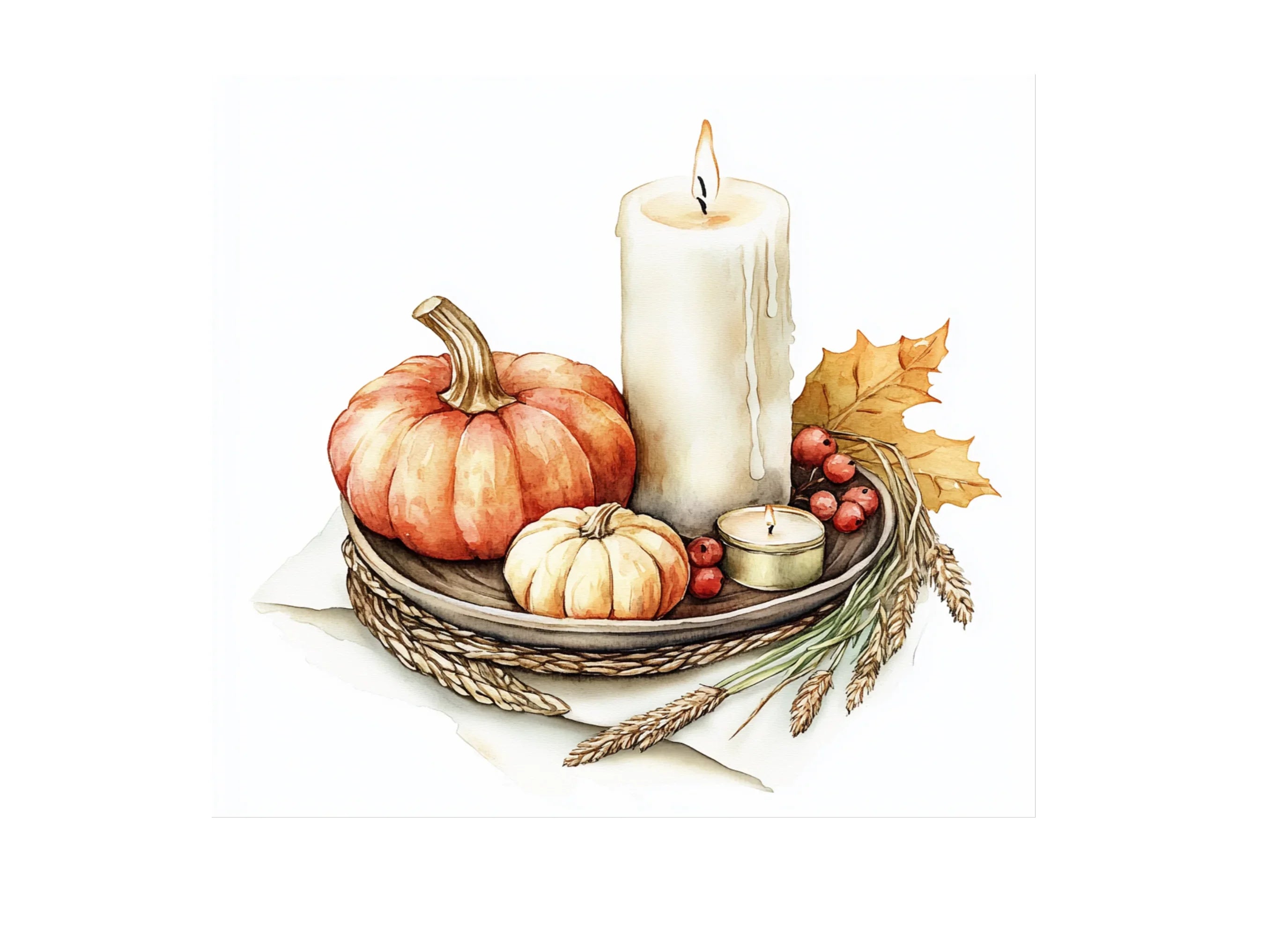Autumn Pumpkin Candle Arrangement Clipart Bundle