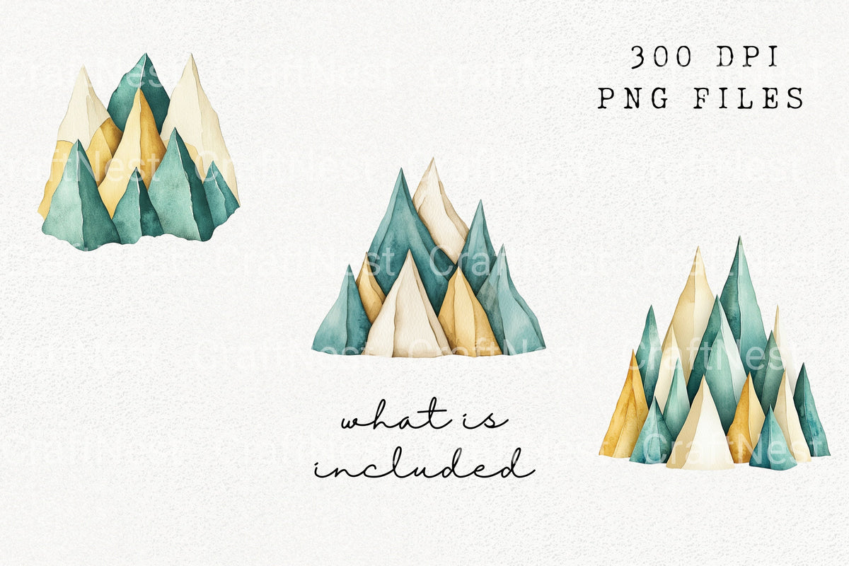 Geometric Mountain Clipart Bundle