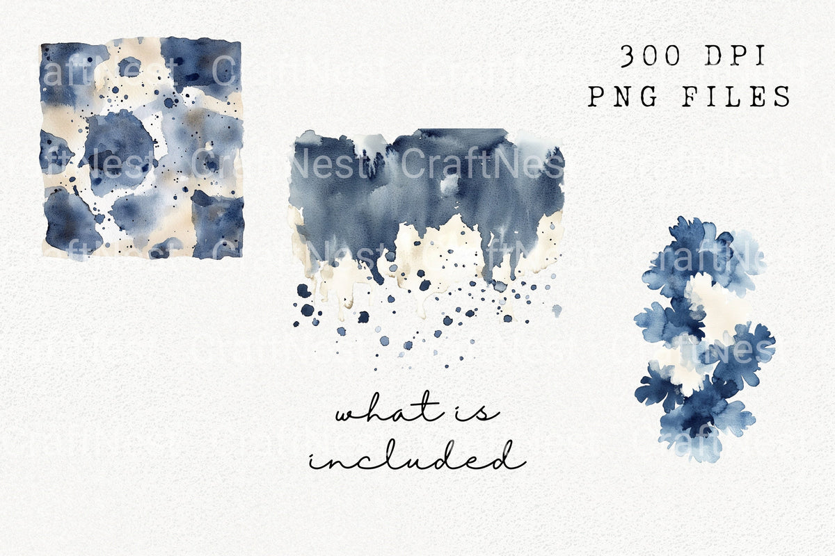 Abstract Blue Splatter Clipart Bundle