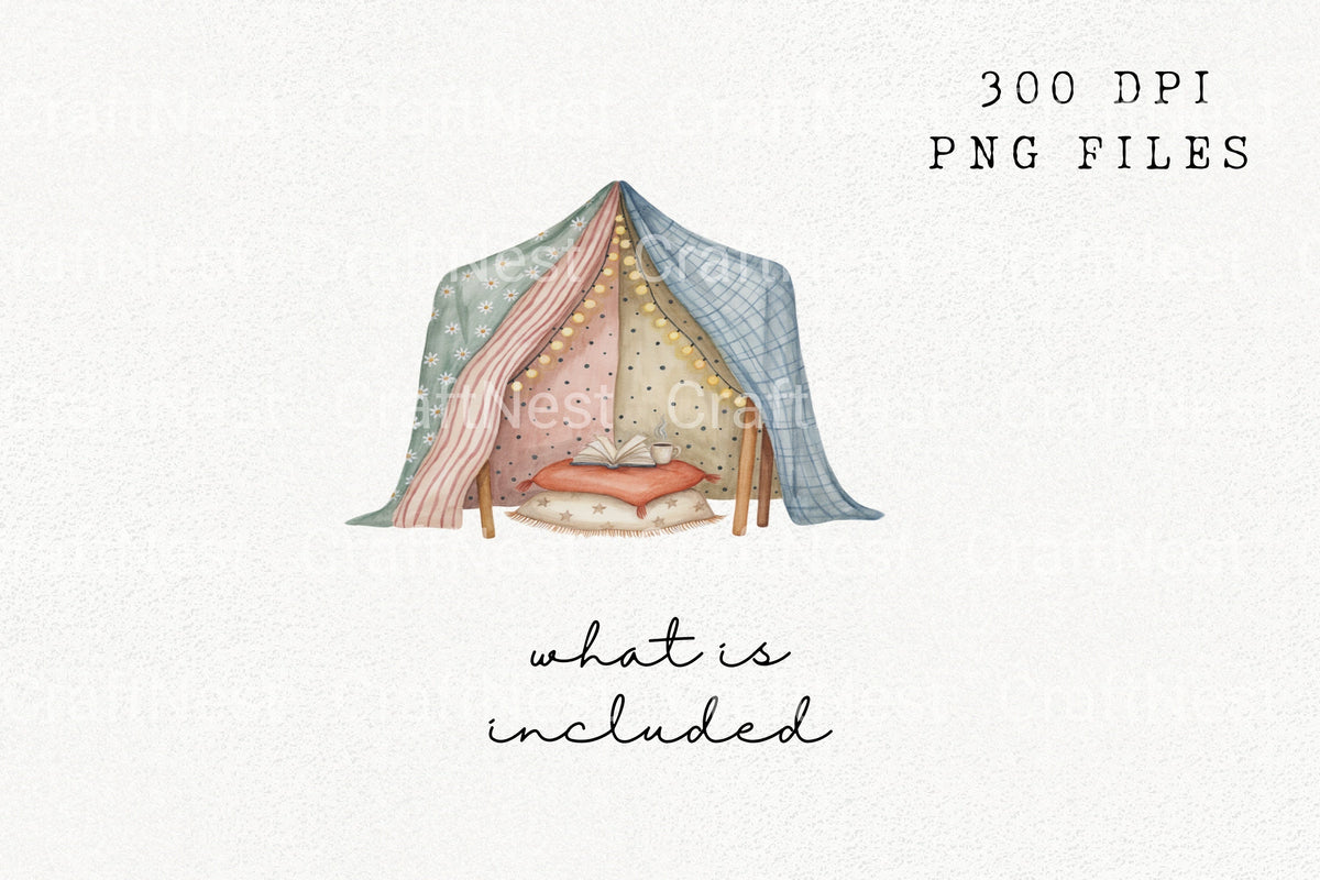 Cozy Reading Tent Clipart Bundle