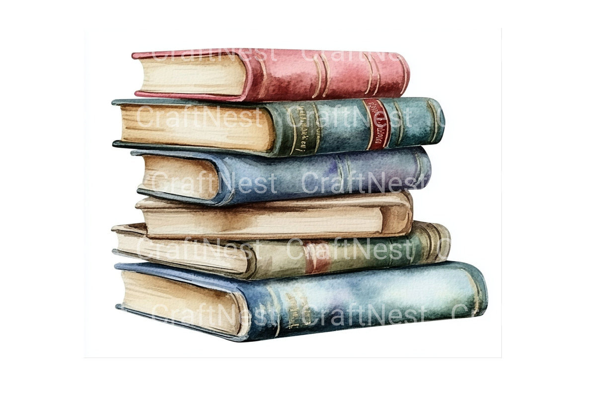 Stacked Vintage Books Clipart Designs Planner