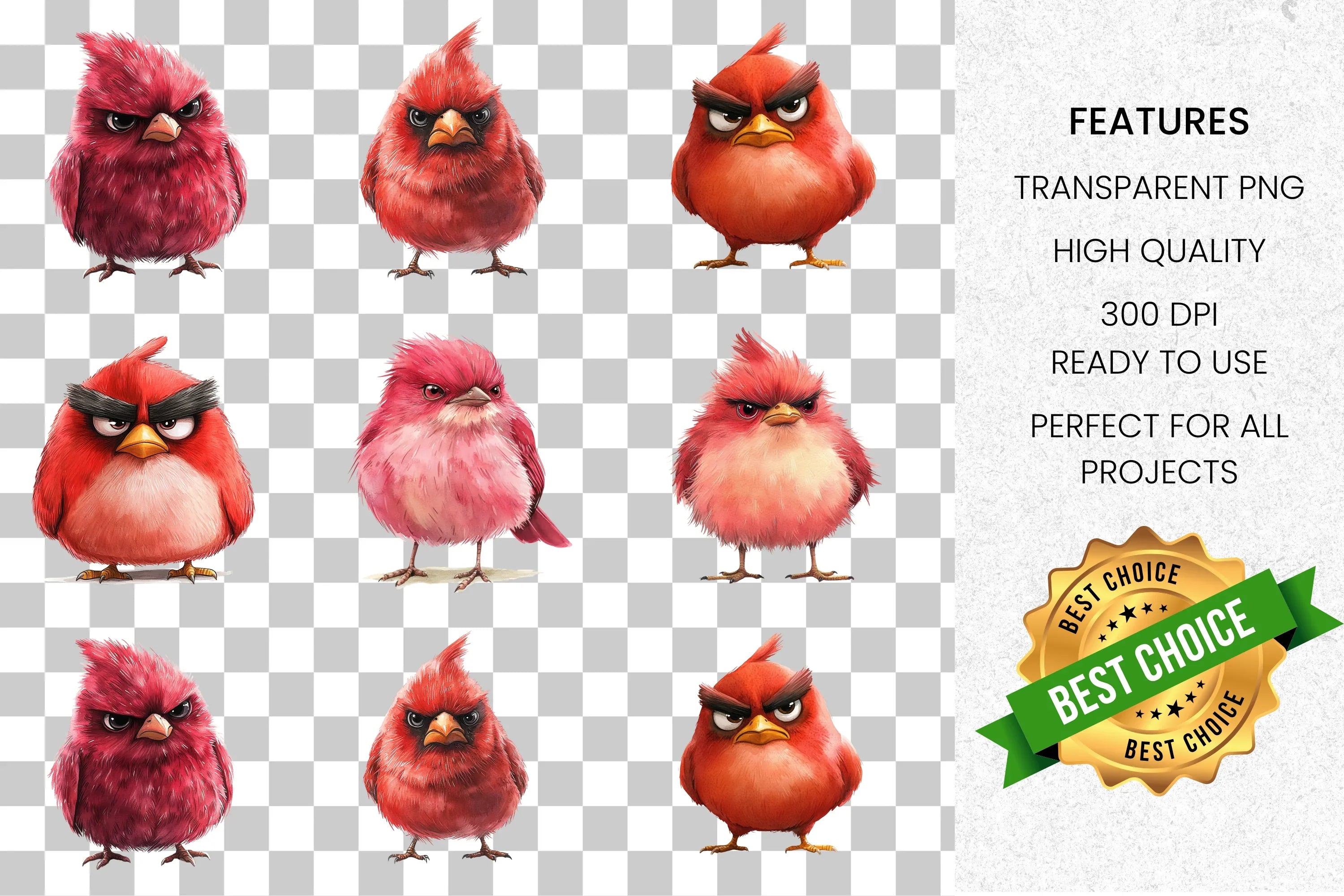 Angry Birds Red Character Clipart Bundle