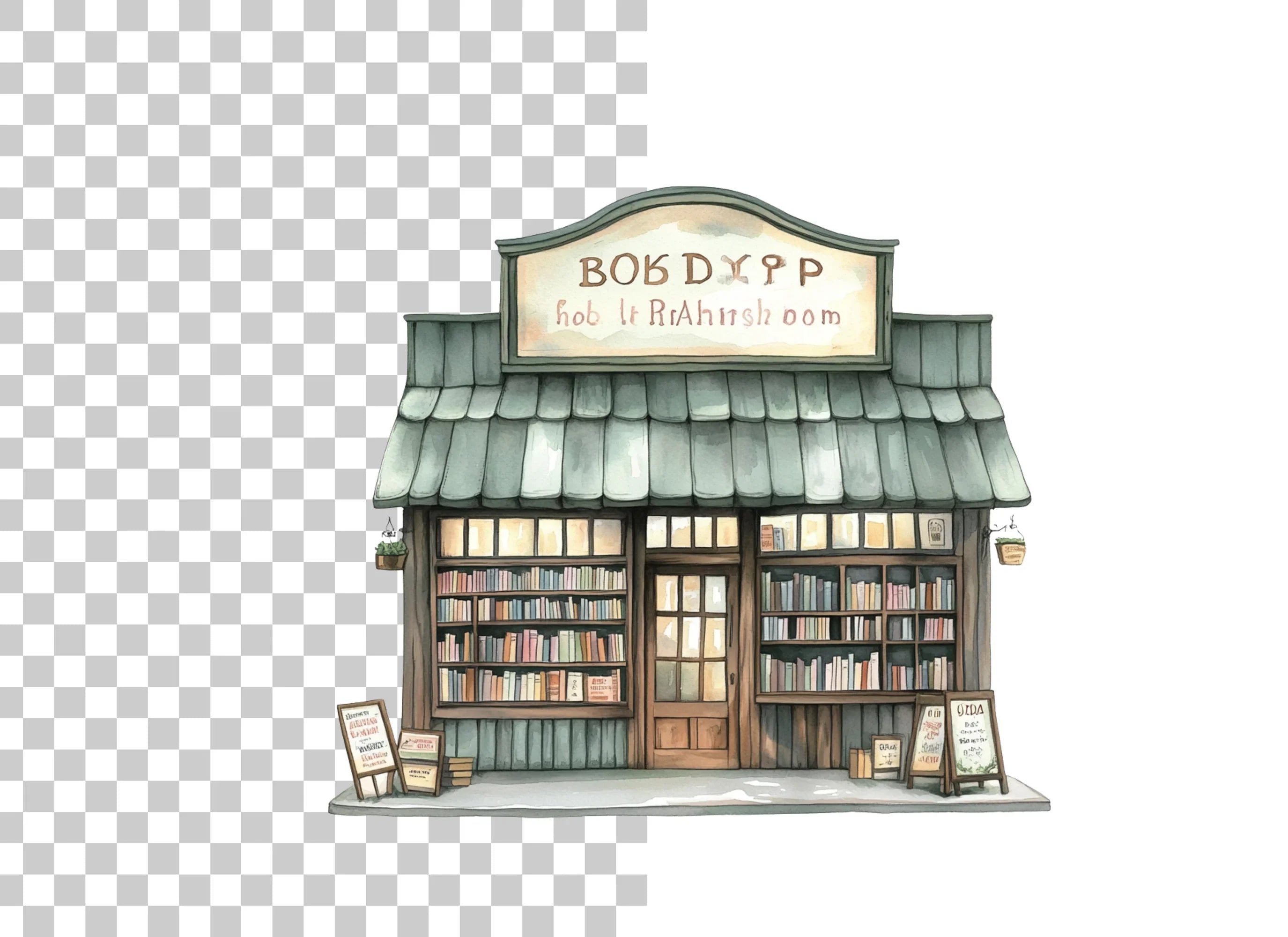 Cozy Illuminated Bookstore Clipart Bundle