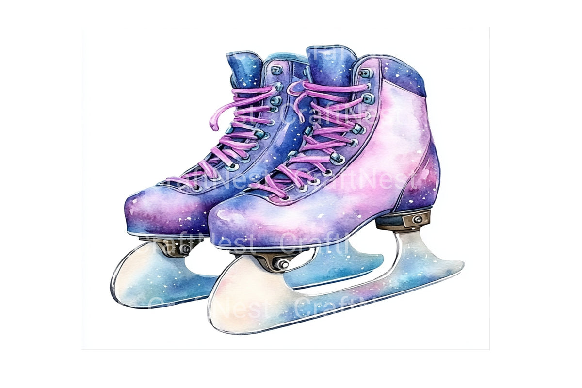 Colorful Ice Skates Clipart Bundle