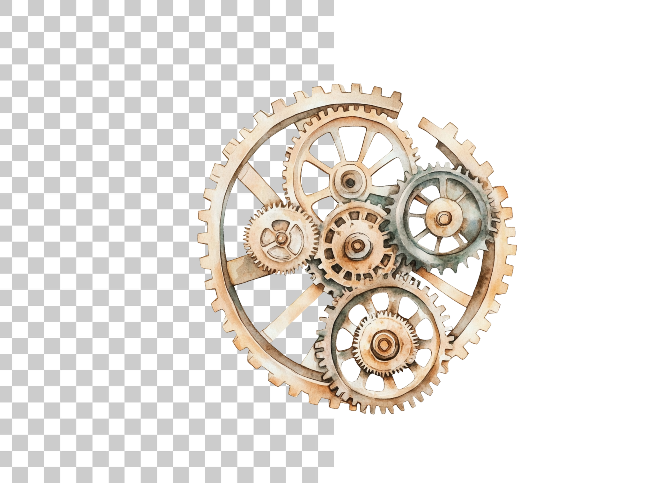 Interlocking Steampunk Gears Clipart Bundle