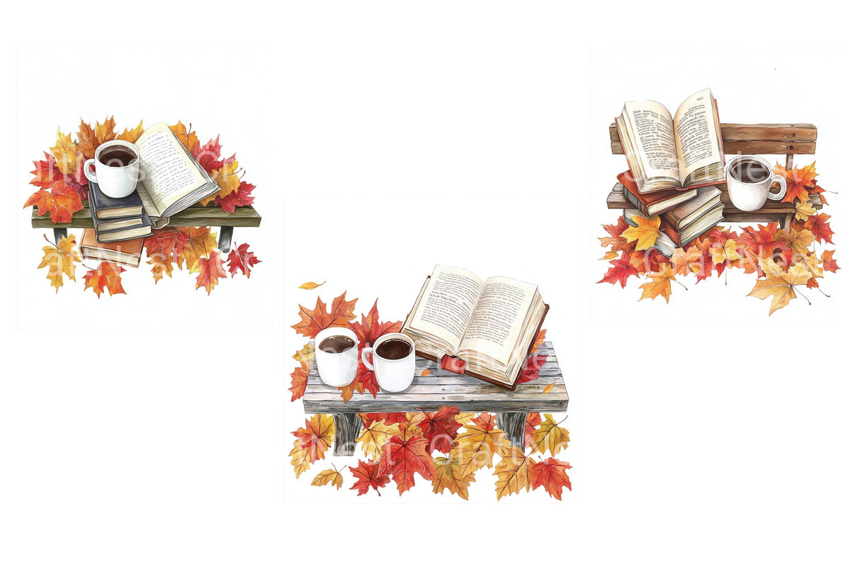 Autumn Books And Coffee Clipart Planner