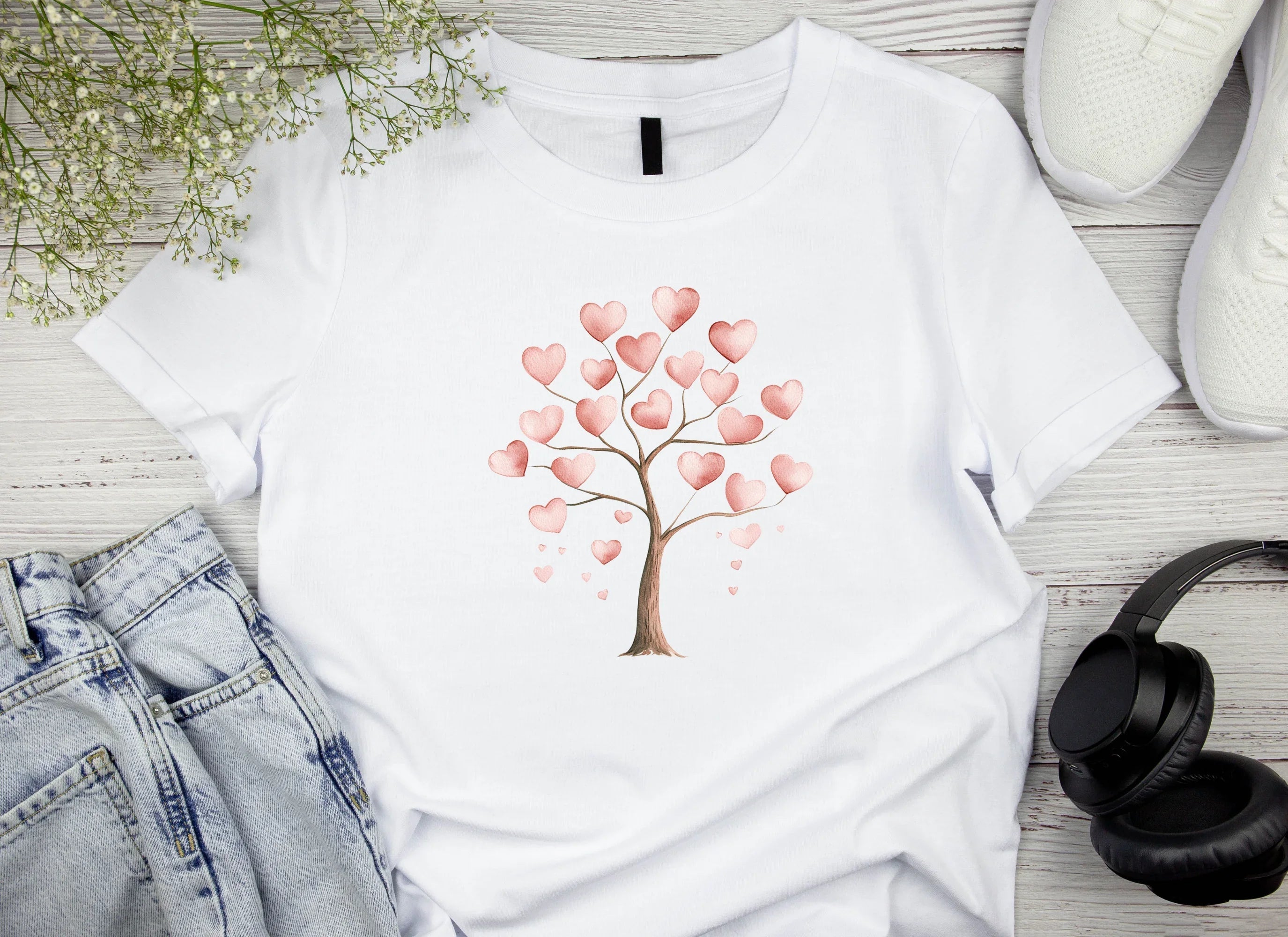 Heart Tree Clipart Bundle with Falling Leaves - CraftNest - Digital Crafting and Art