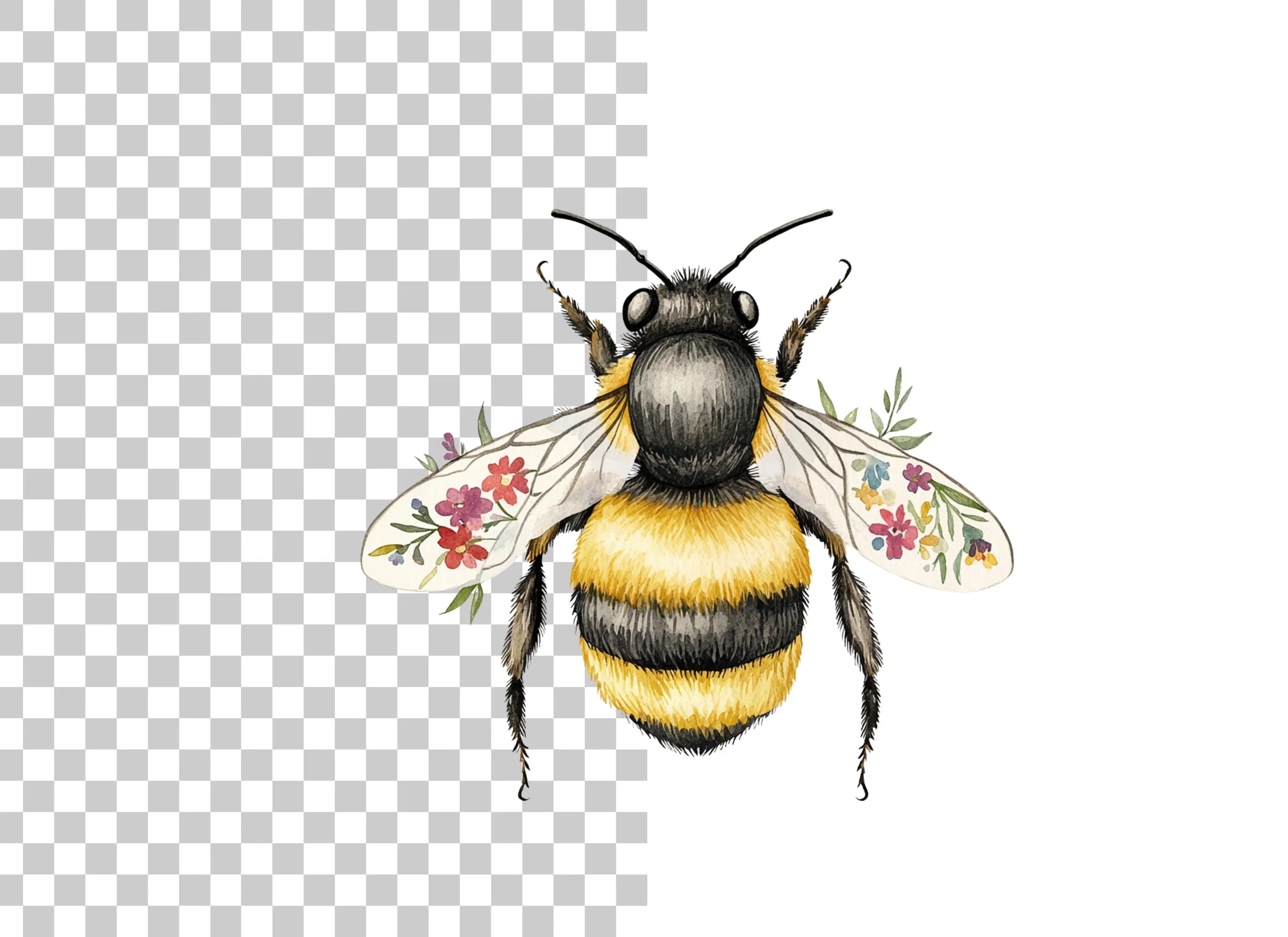 Bumblebee and Flowers Clipart Bundle
