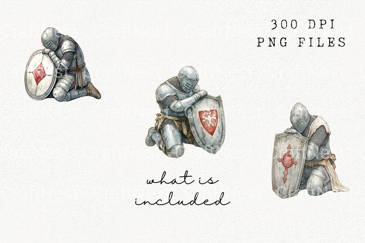 Kneeling Knight Clipart Bundle