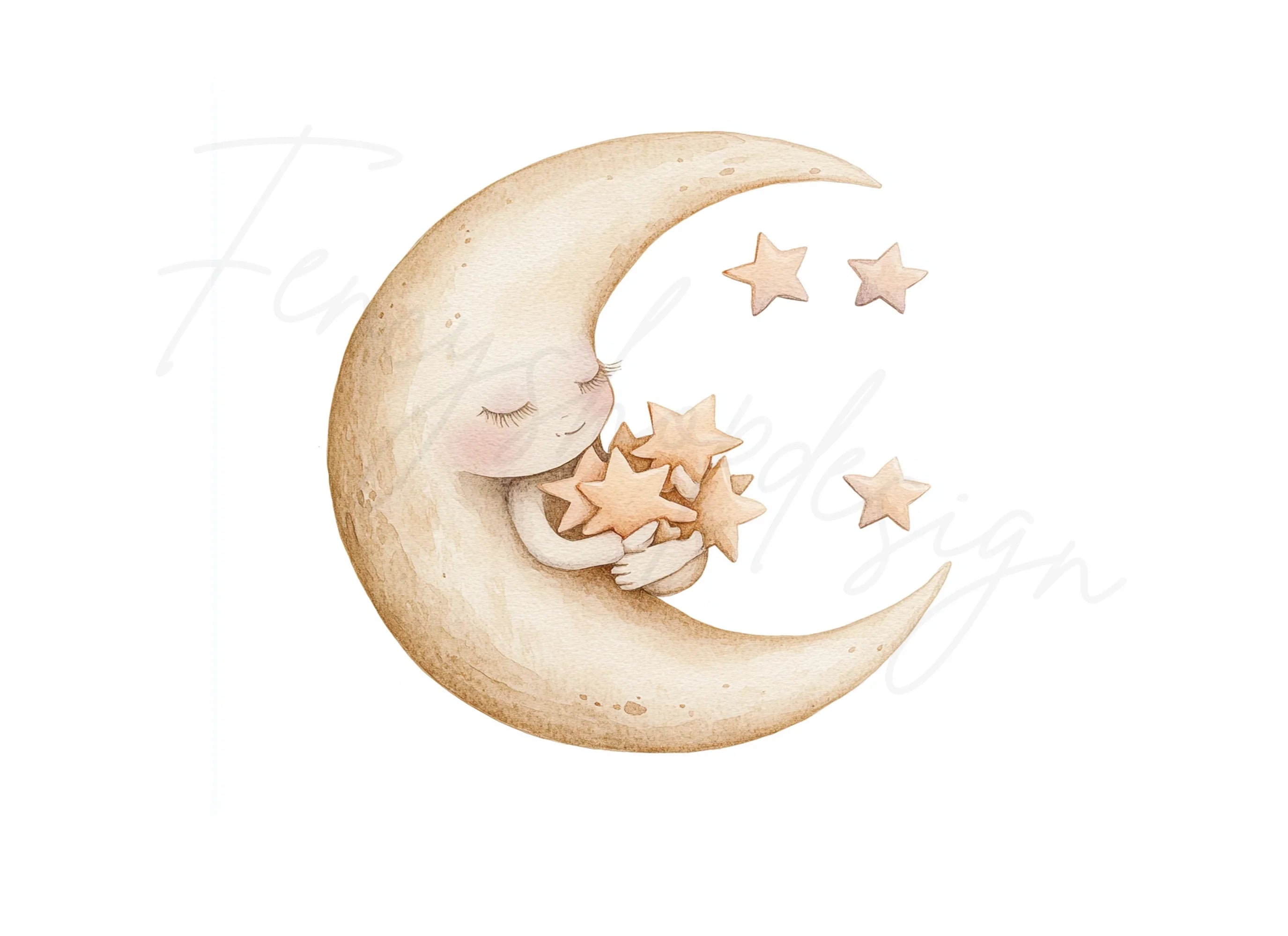 Dreamy Moon and Stars Clipart Bundle