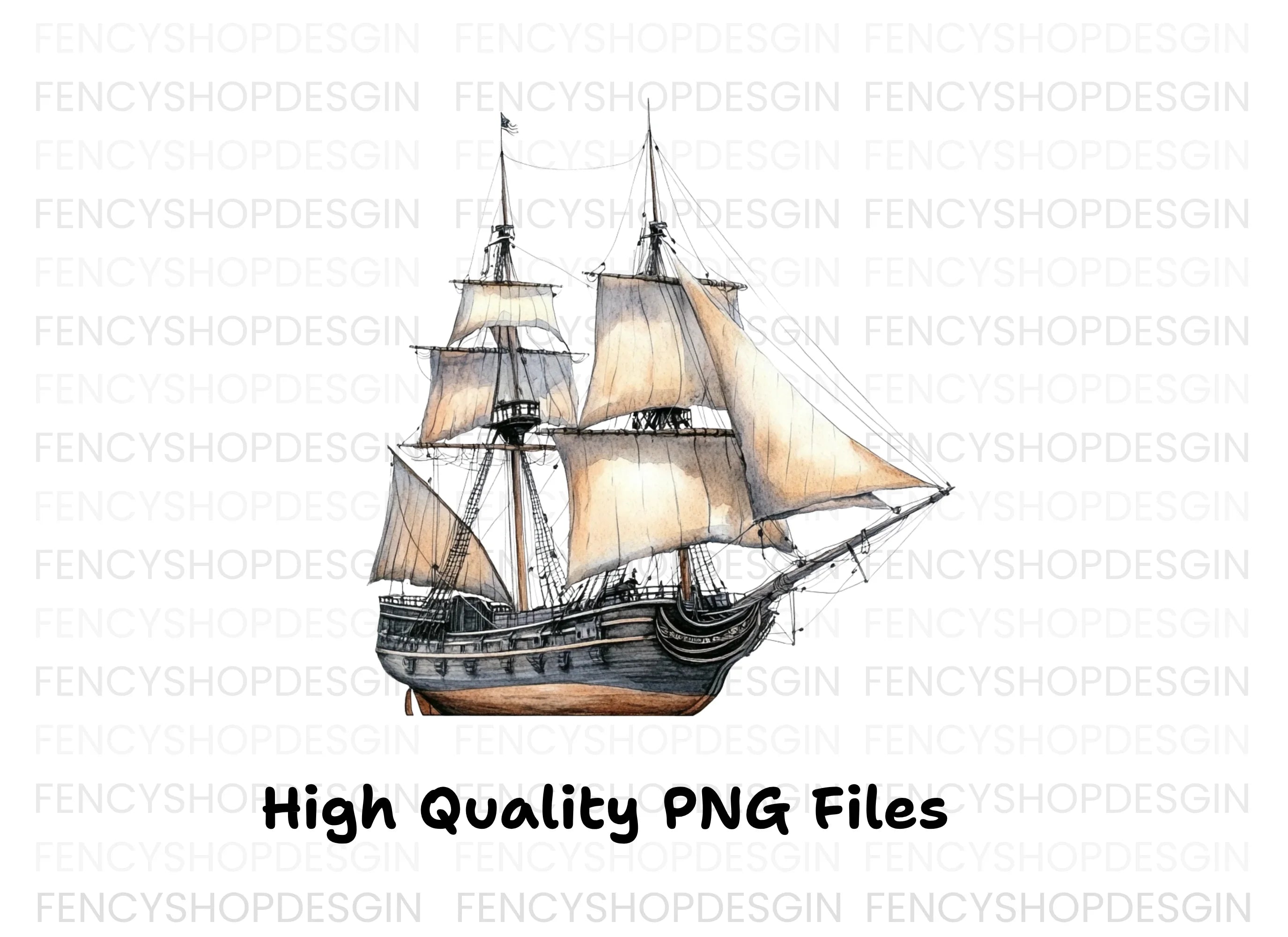 Vintage Galleon Ship Clipart Bundle