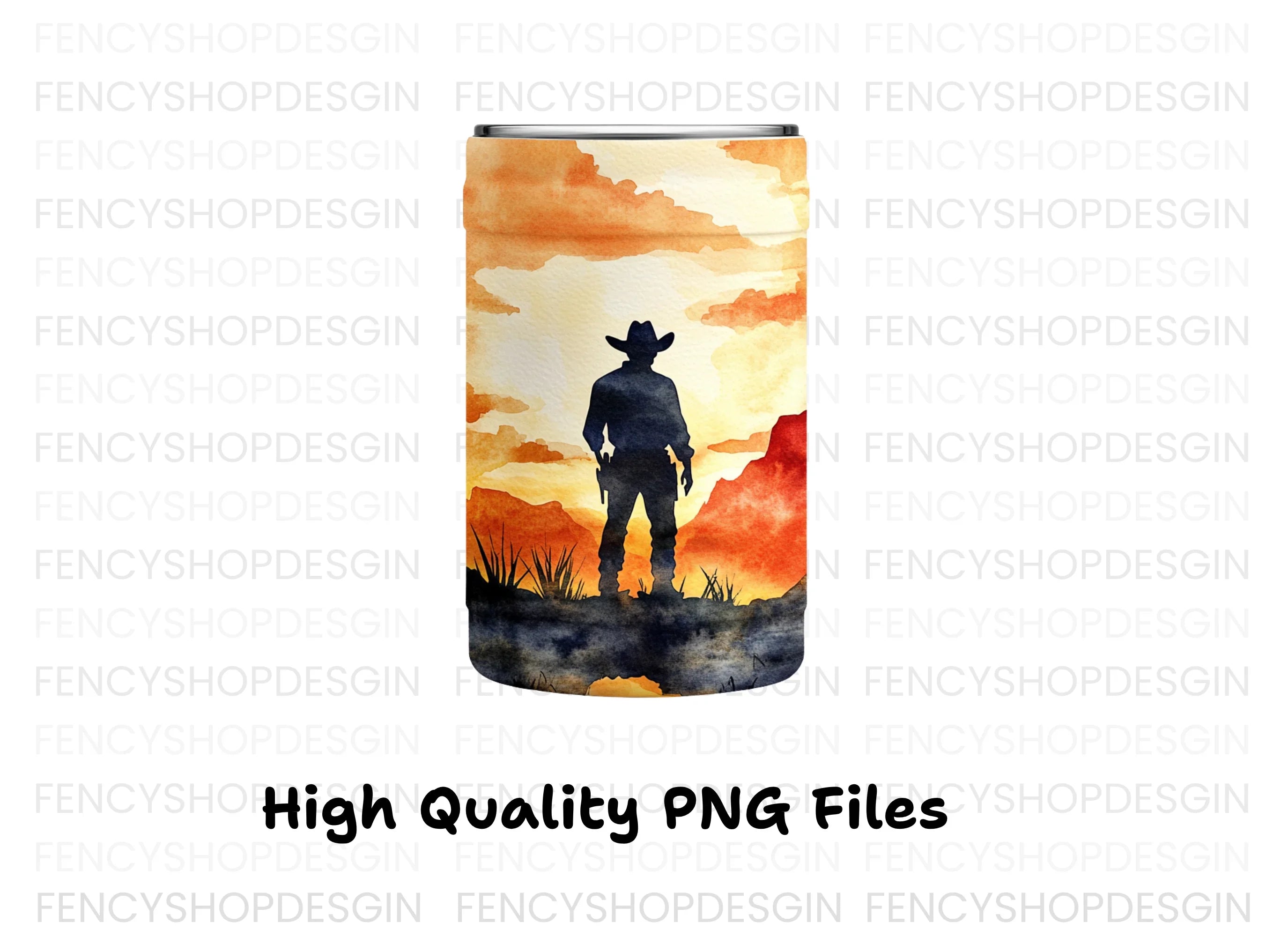 Western Cowboy Silhouette Tumbler Clipart Bundle
