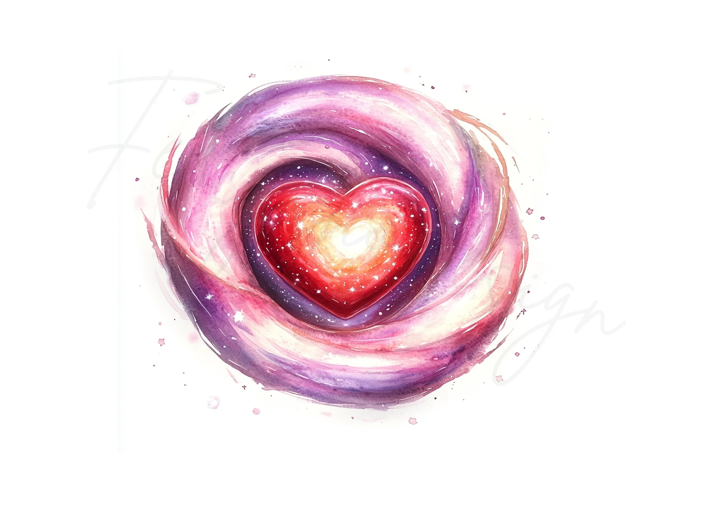 Cosmic Swirl Hearts Clipart Bundle
