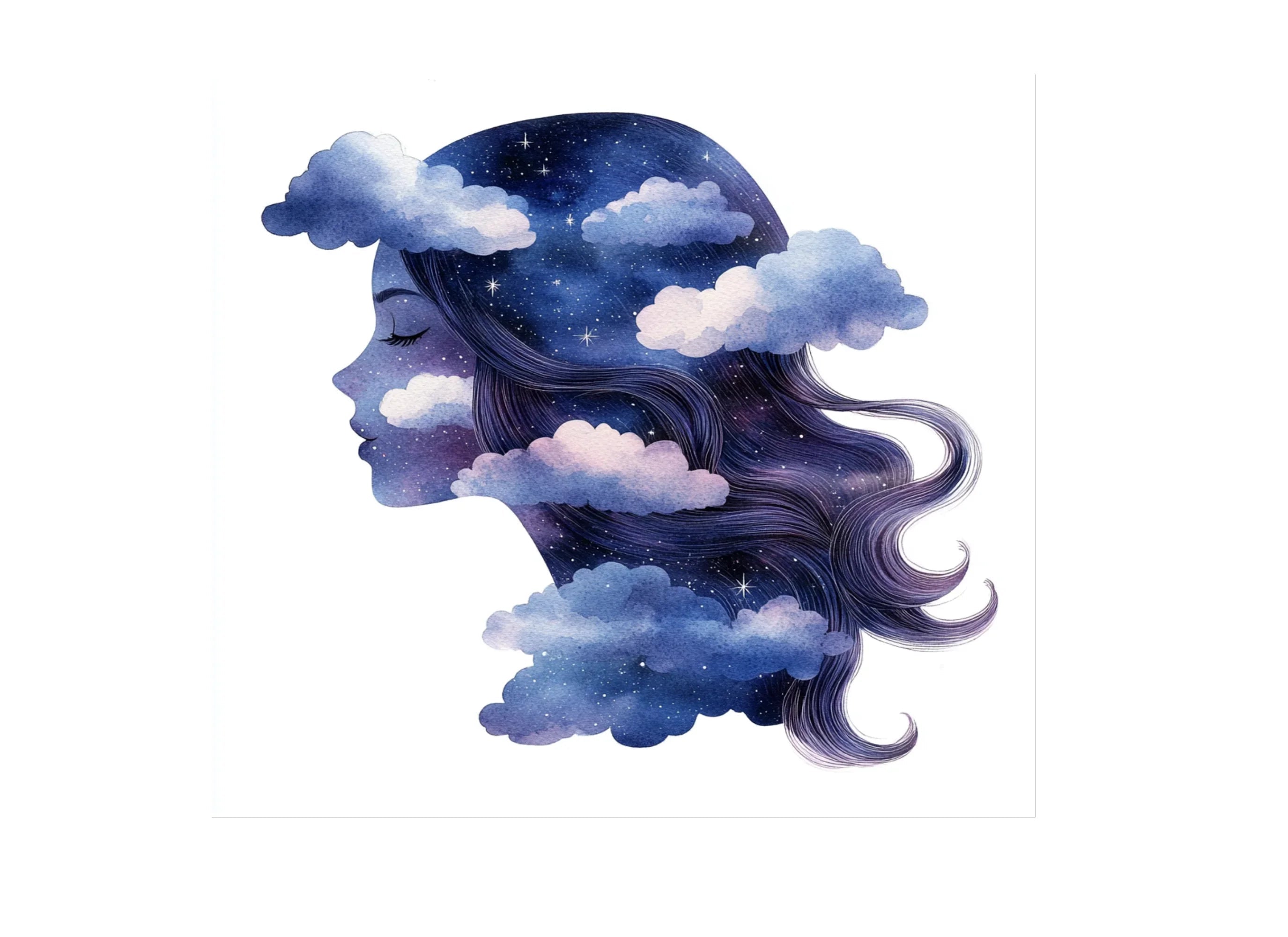 Dreamy Galaxy Hair Cloud Clipart Bundle