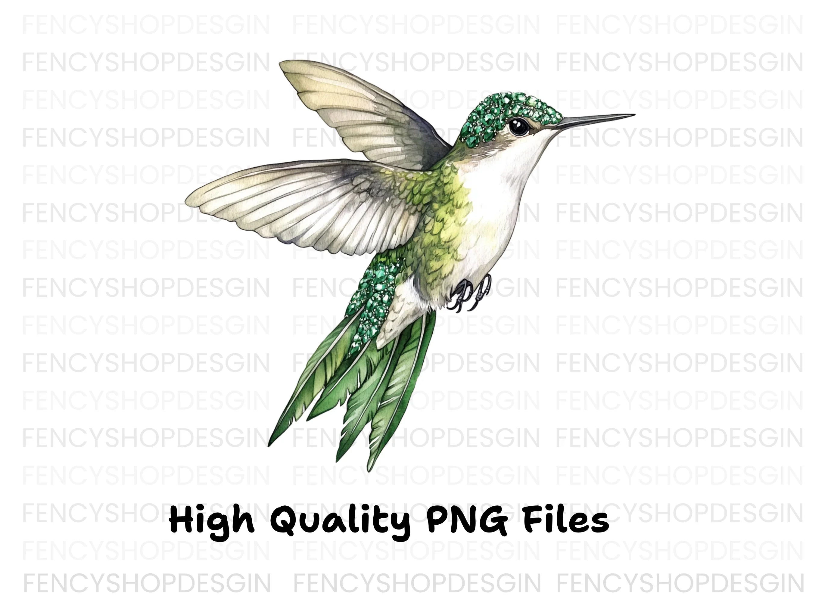 Emerald Hummingbird Clipart Bundle