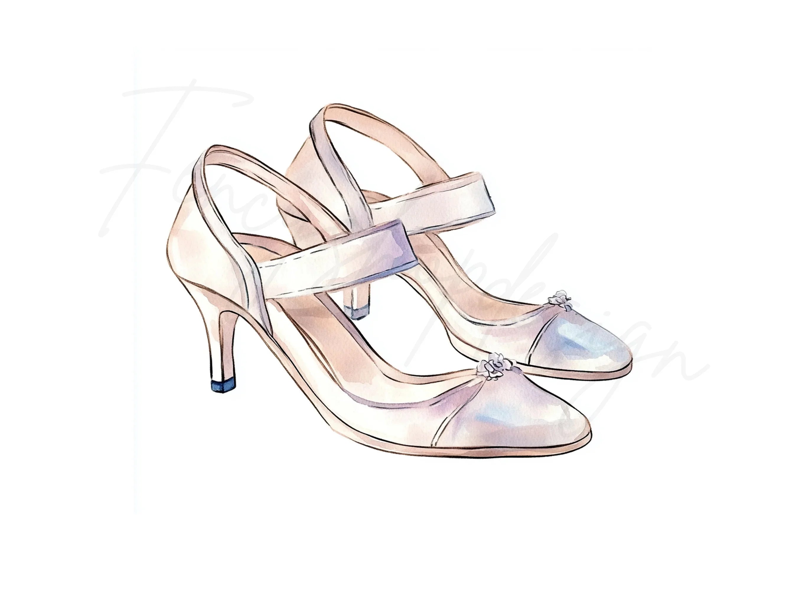 Chic White Mary Jane Wedding Heels Clipart Bundle