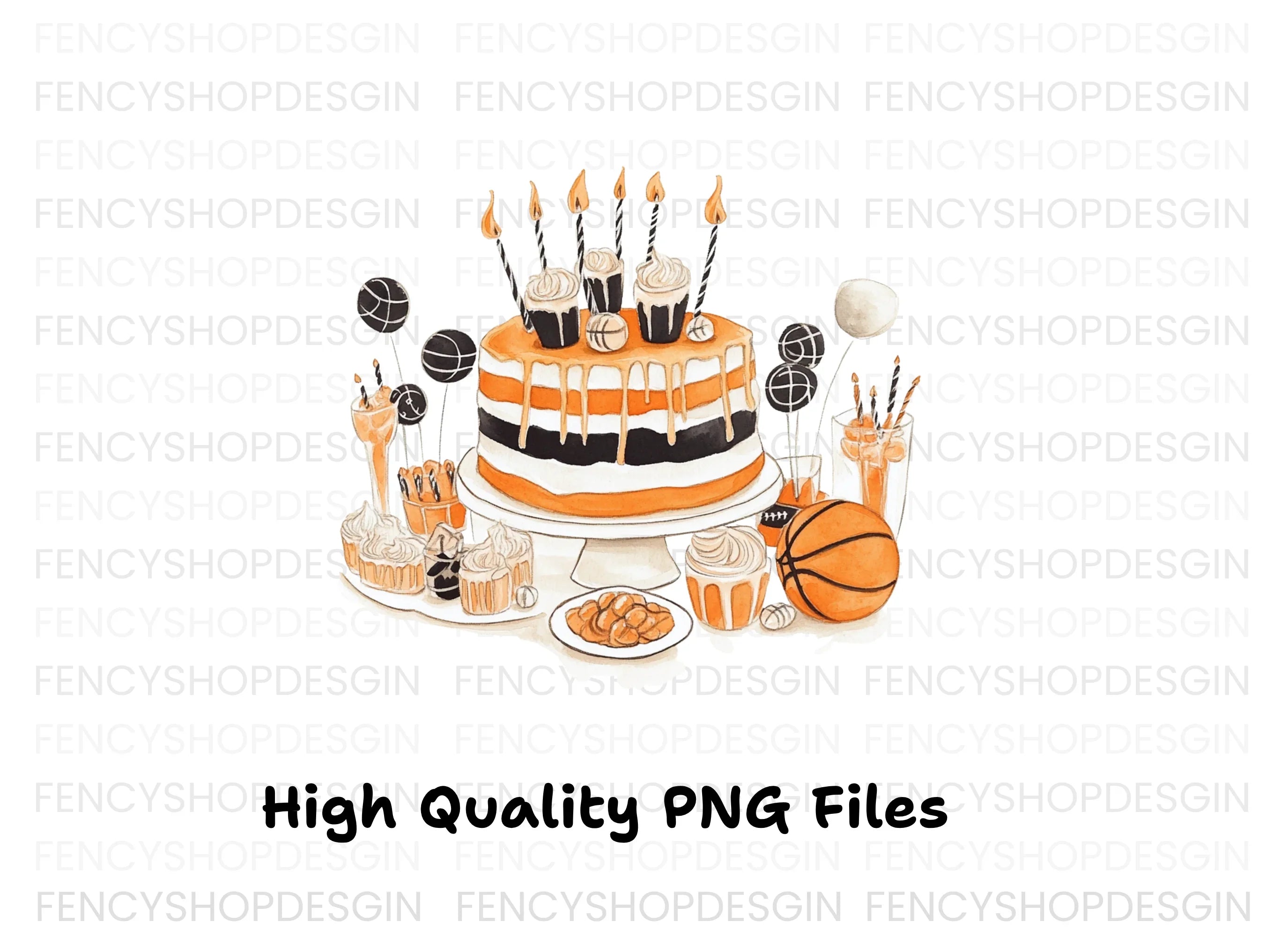 Basketball Themed Dessert Table Clipart Bundle