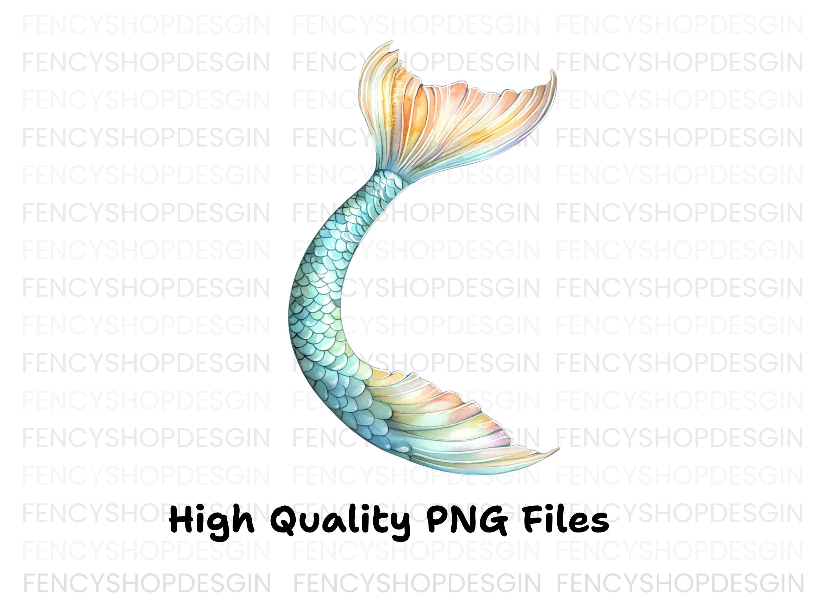 Colorful Mermaid Tail Clipart Bundle